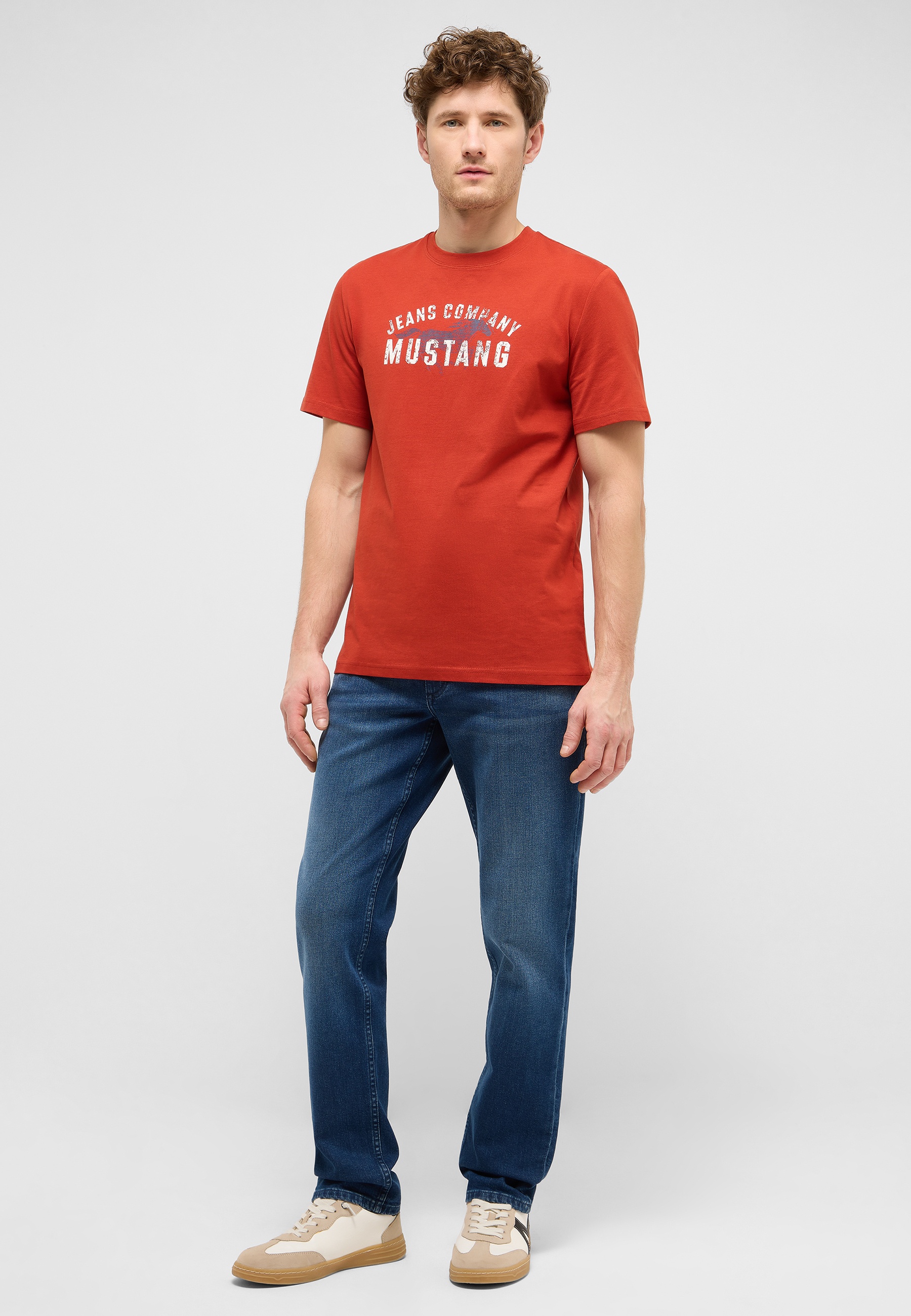 T-Shirt, Kurzarm, Rot, Mustang, Jeans Company