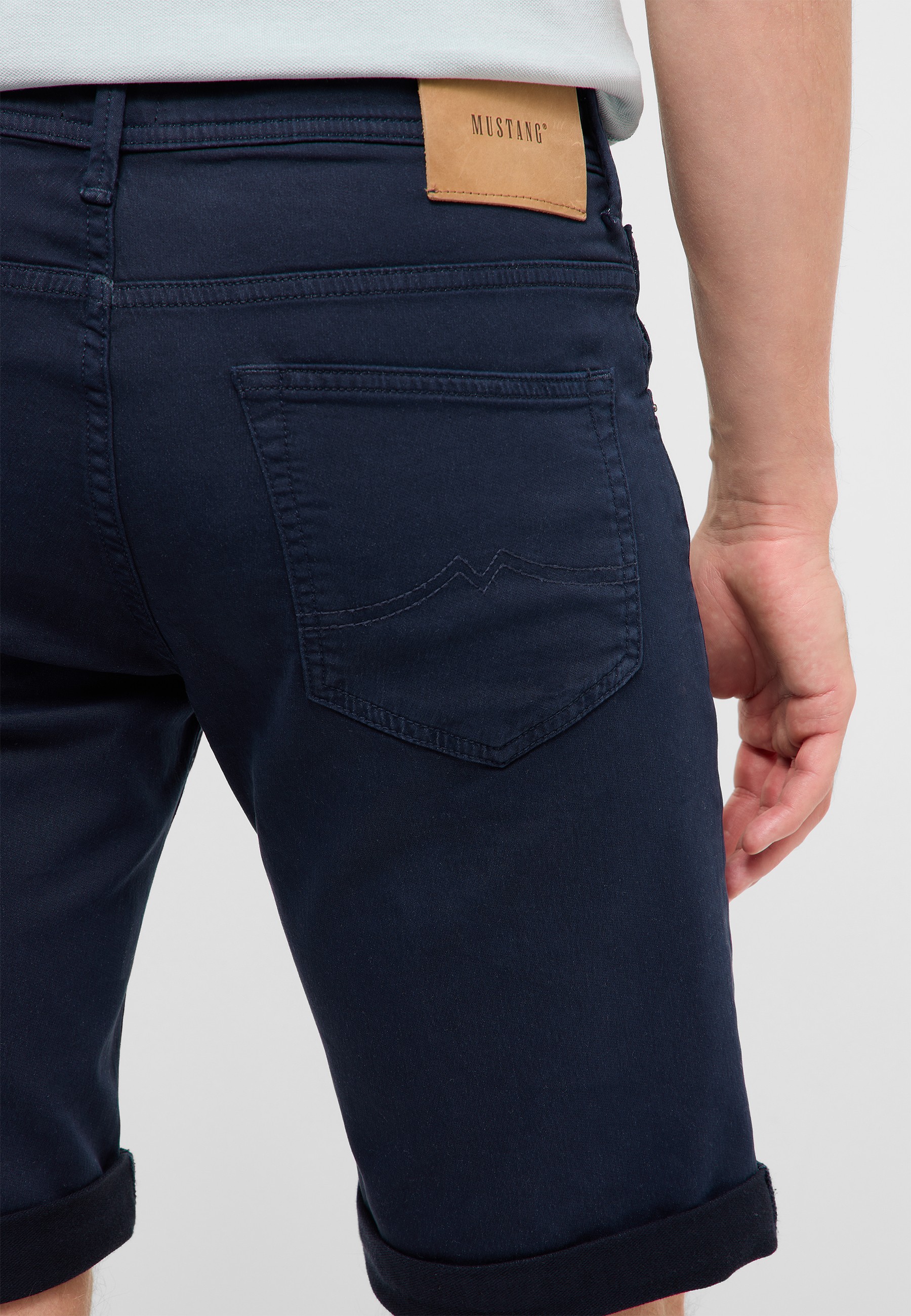 Shorts, Navy, Chino, Back pocket, Rolled hem