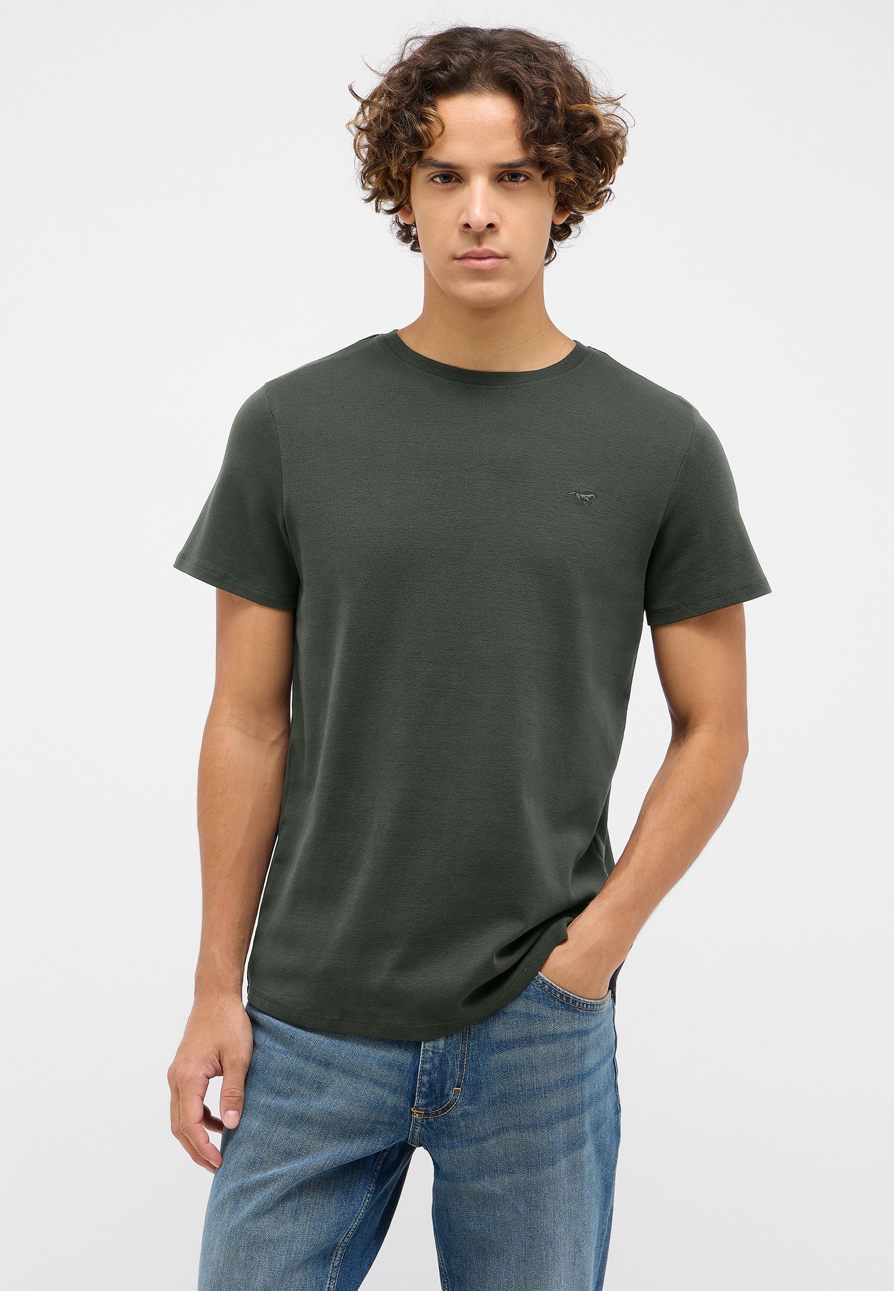 t-shirt, einfarbig, kurzarm, Rundhals, grün