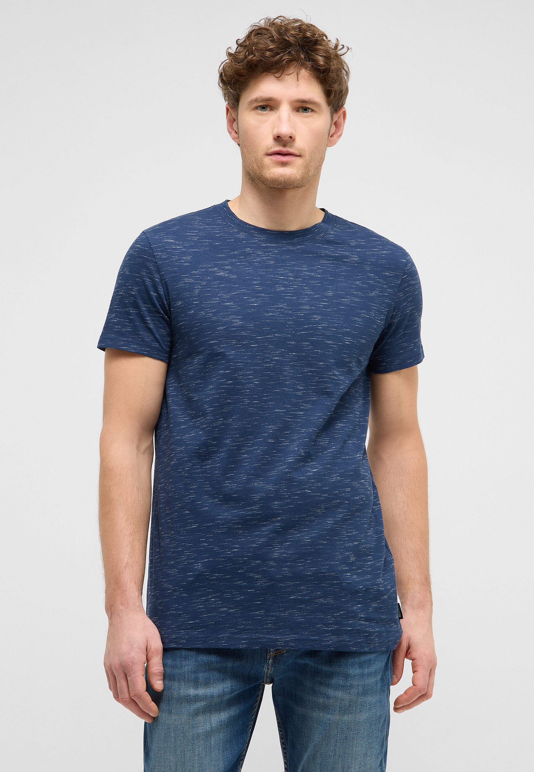 Tee-Shirt, Short Sleeve, Knit Shirt, Grob meliert, Dunkelblau