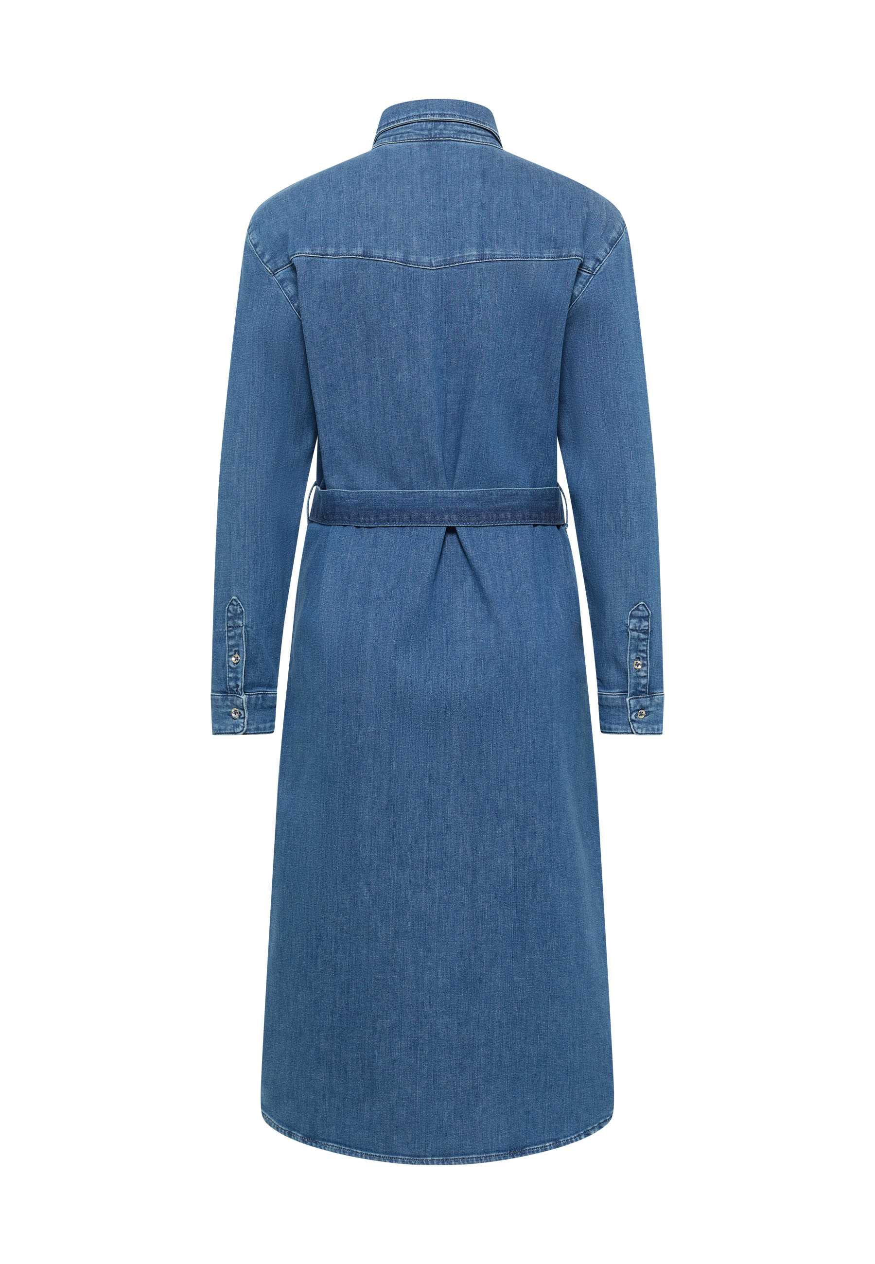 denim, Kleid, lang, Gürtel, Rücken