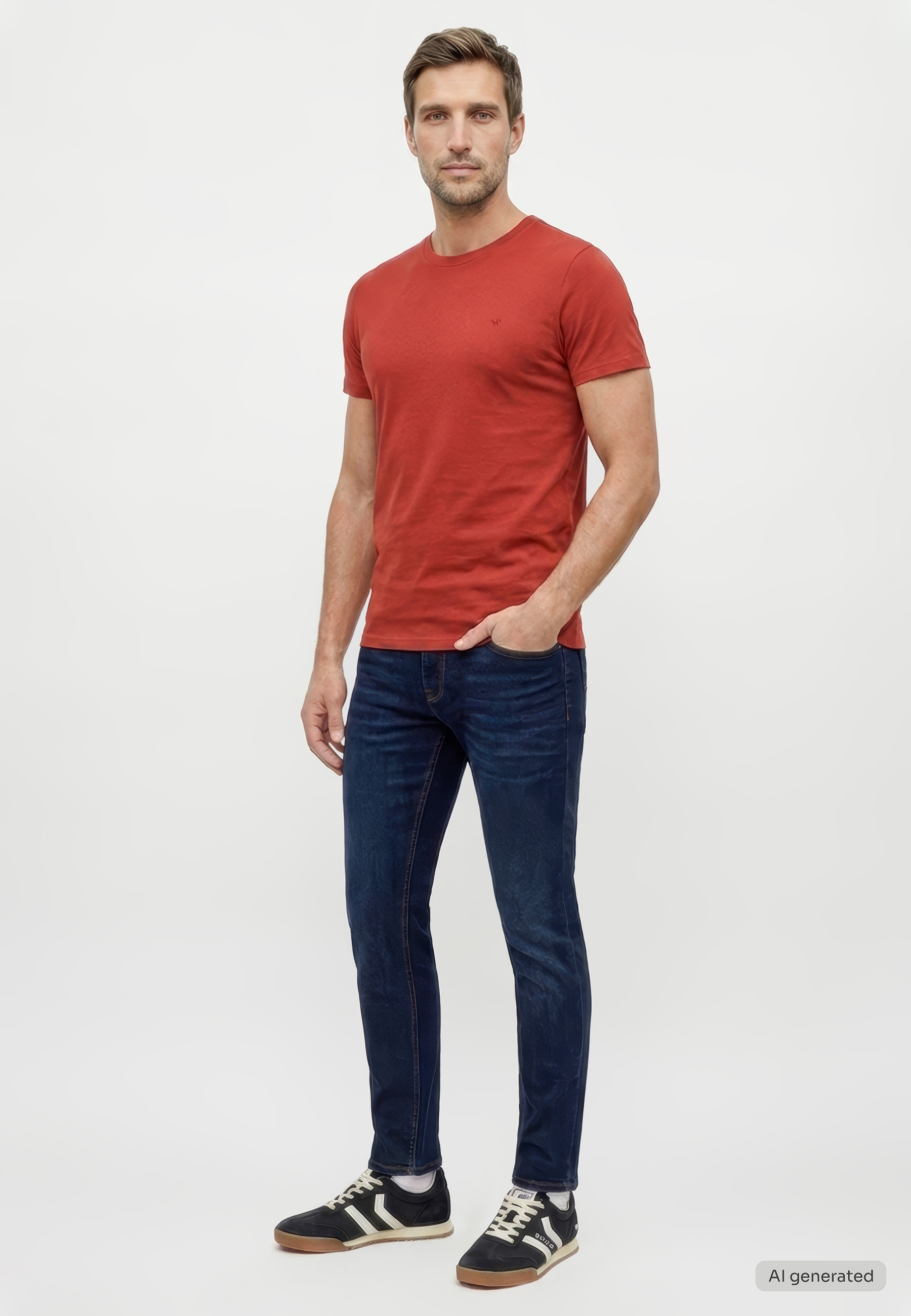 mit feiner Rippstruktur im Slim Fit