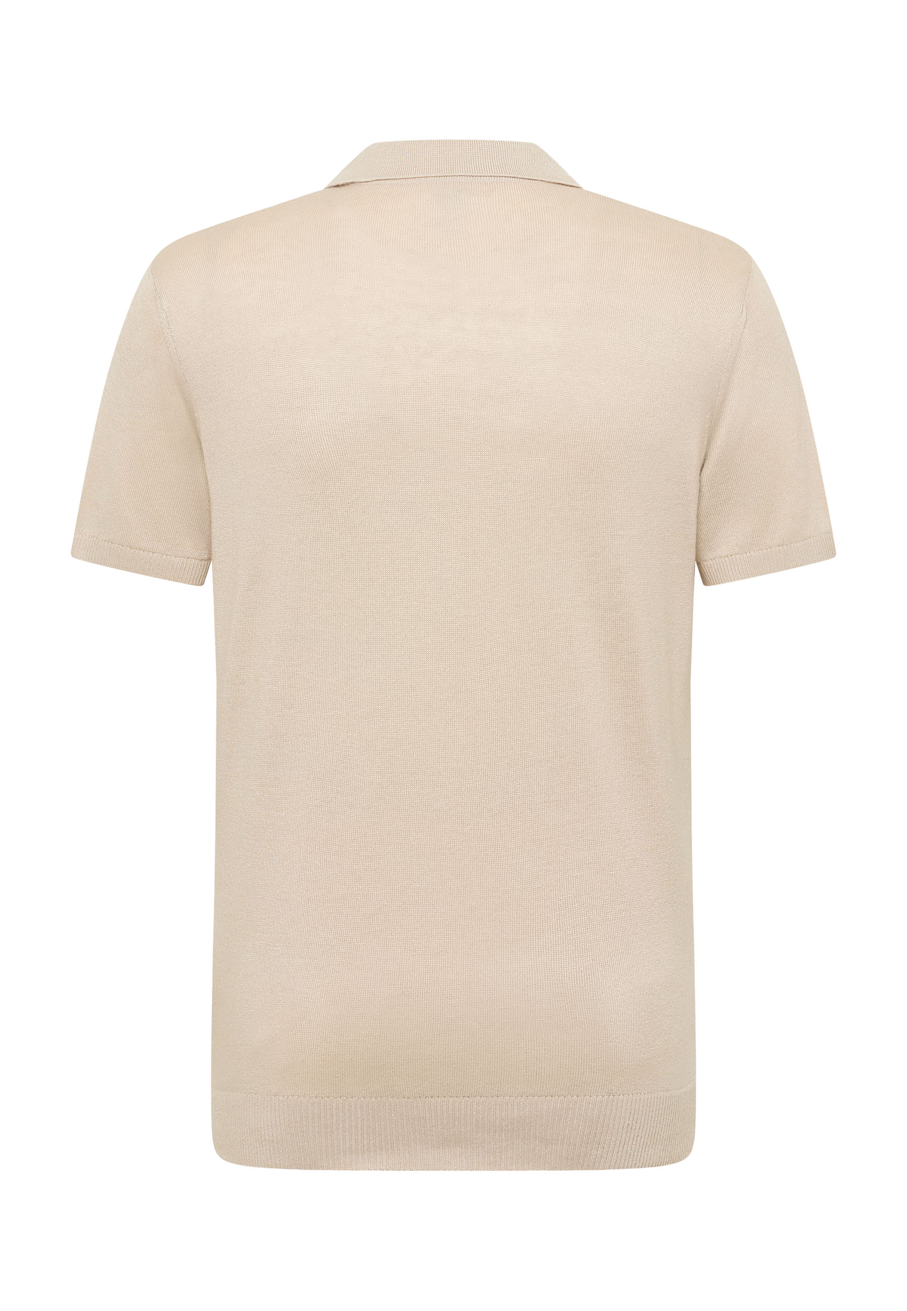 Beige Polo, Kurzarm, Knit-Top, Unifarben, Kragen