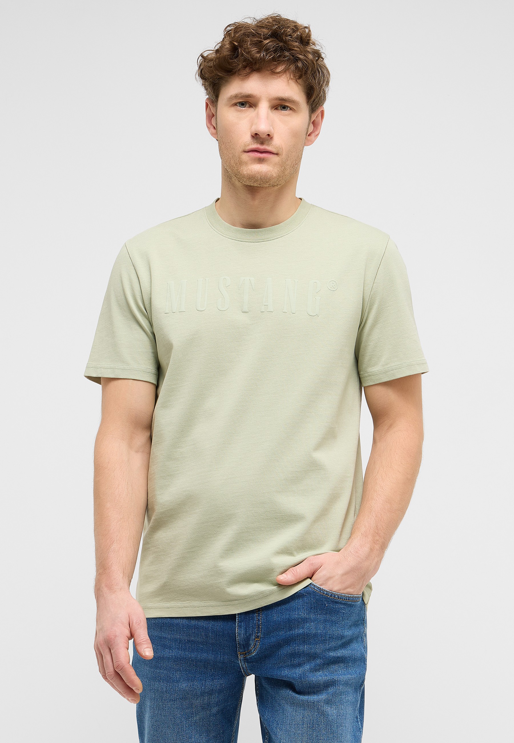 T-Shirt, Rundhals, Kurzarm, Erhaben Text, Hellgrün