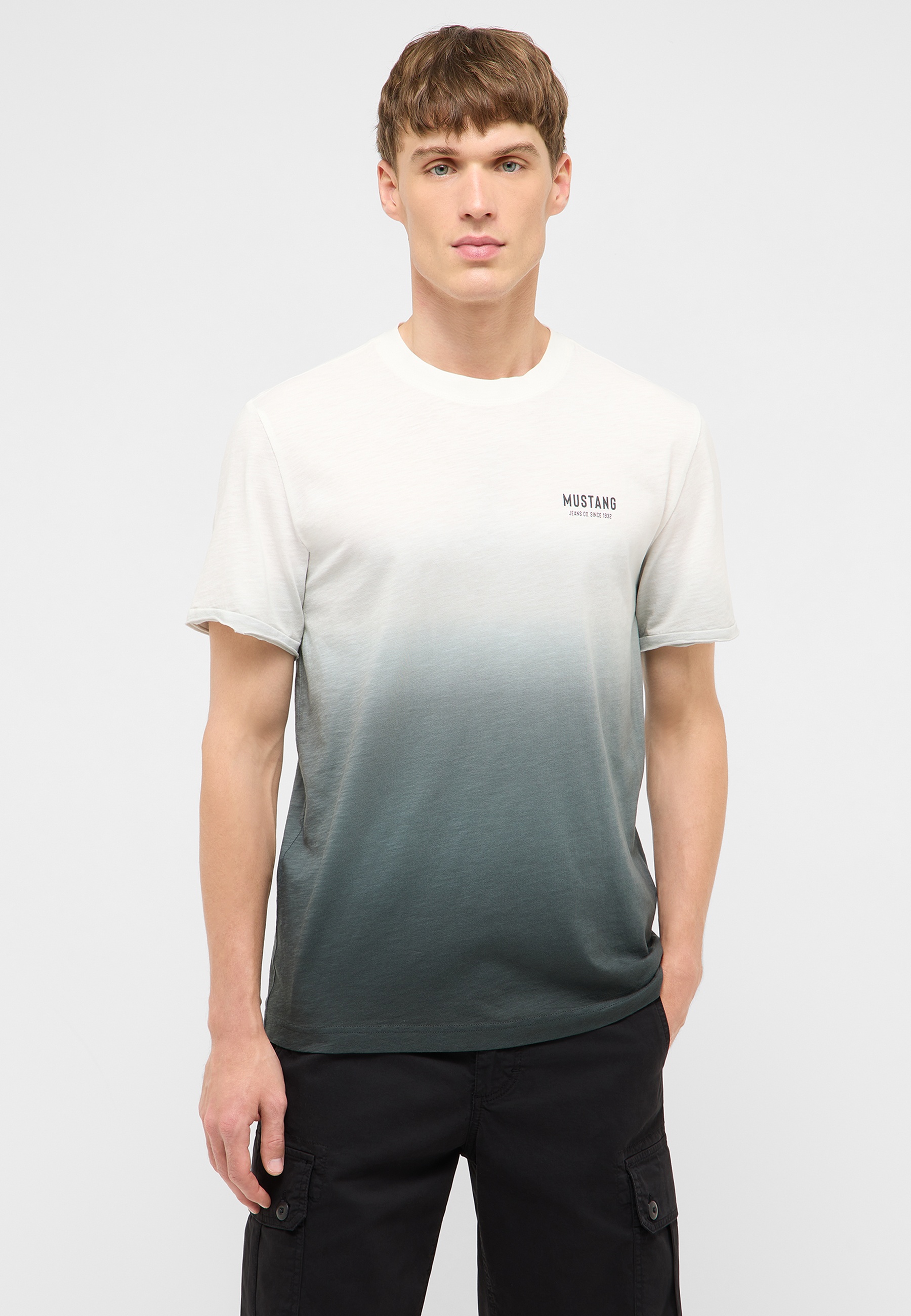 T-Shirt, Gradient, Kurzarm, Oberteil, Mustang Logo