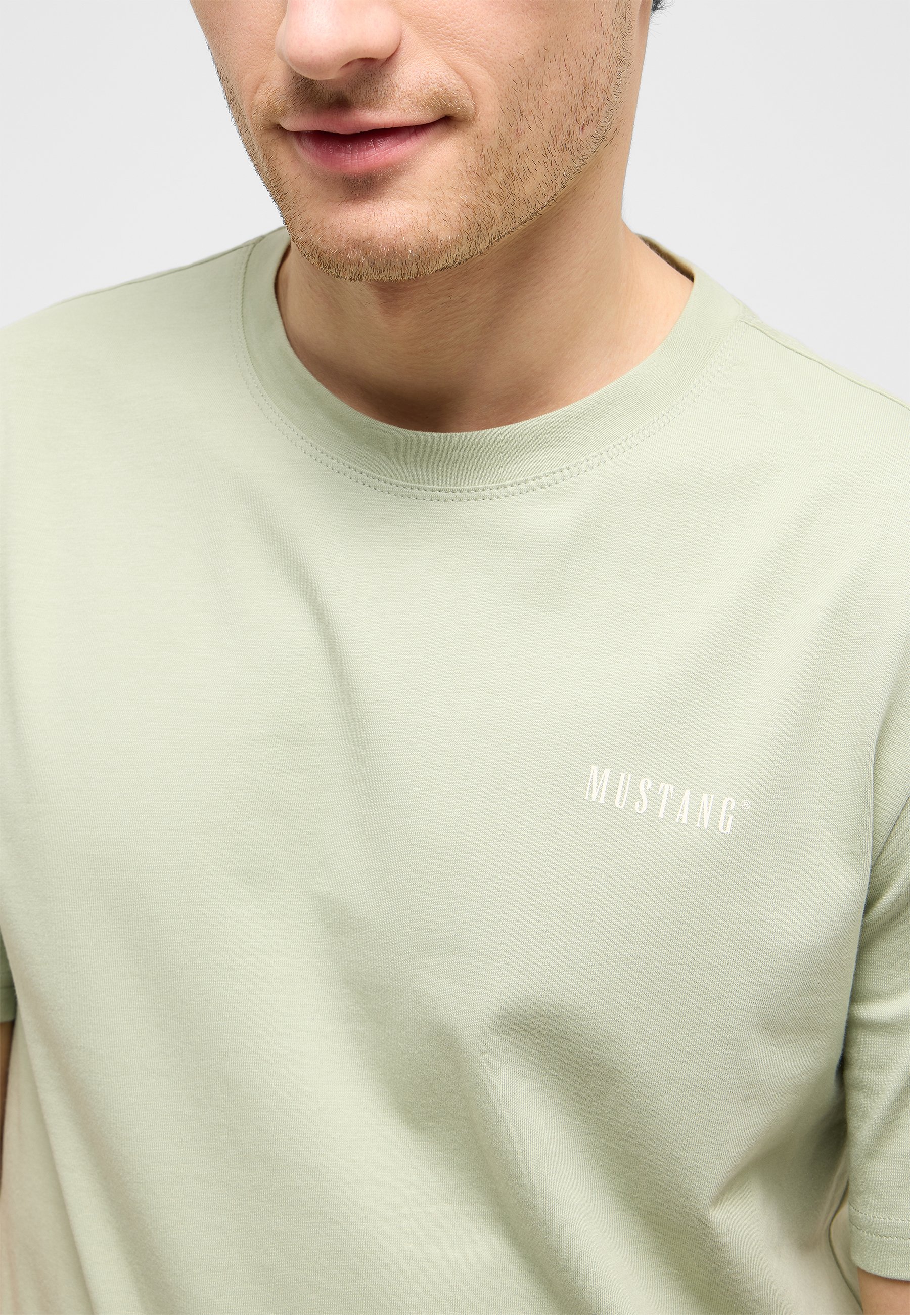 T-Shirt, Rundhalsausschnitt, Kurzarm, Mintgrün, Mustang Logo