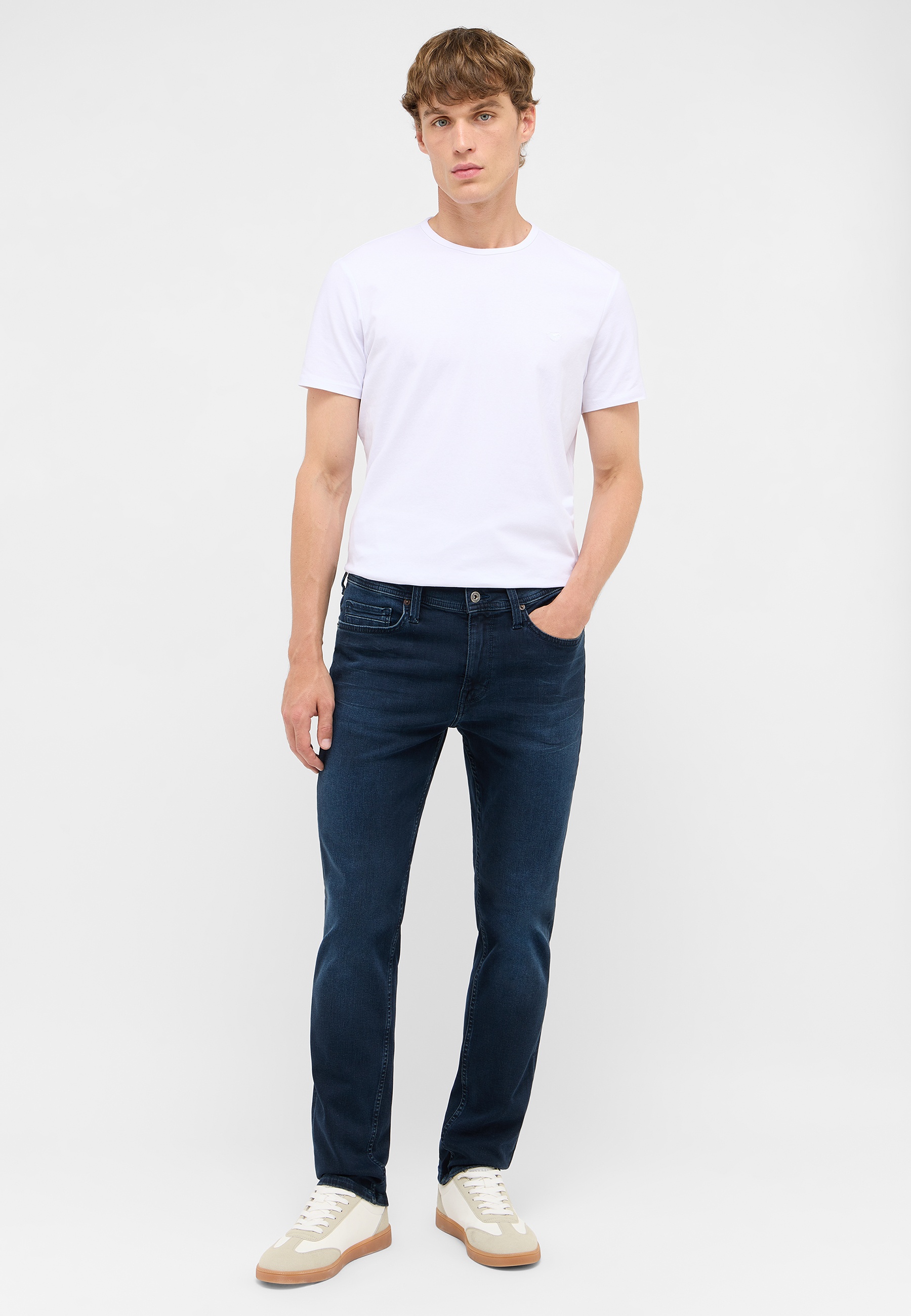 T-Shirt, Kurzarm, Weiß, Uni, Jeans