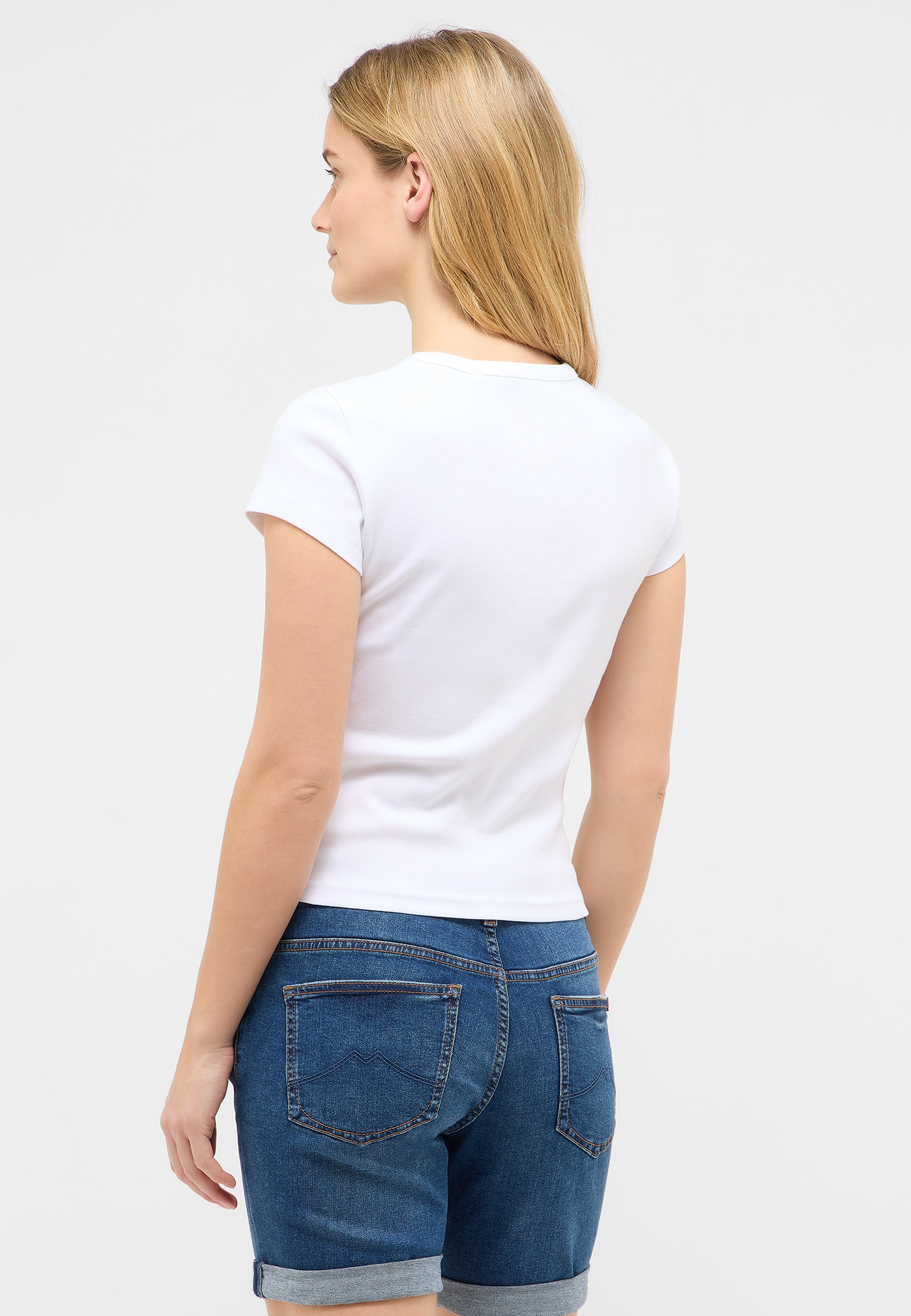 t-shirt, kurzarm, weiß, baumwolle, rückseite