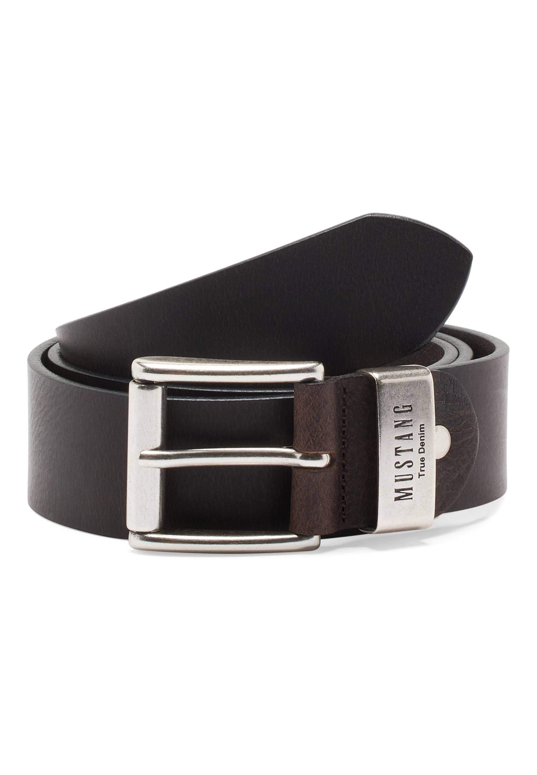 Mustang Herren Gürtel 40 mm aus Vollleder, dunkelbraun