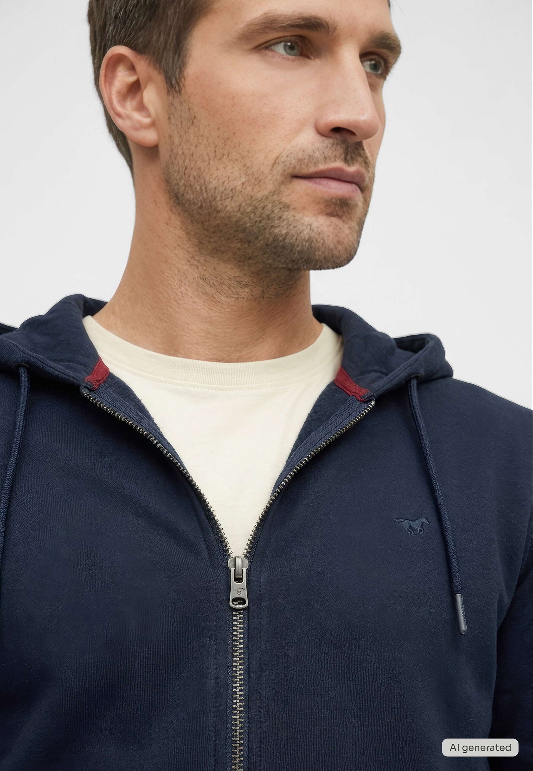 hoodie, Reißverschluss, Marineblau, Pullover, Rundhalskragen