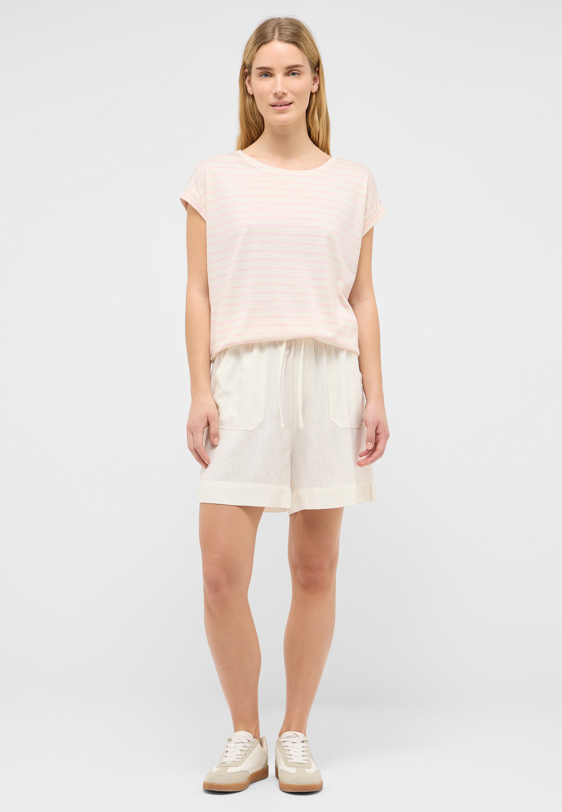 T-Shirt, Streifen, Rosa, Kurzarm, Shorts