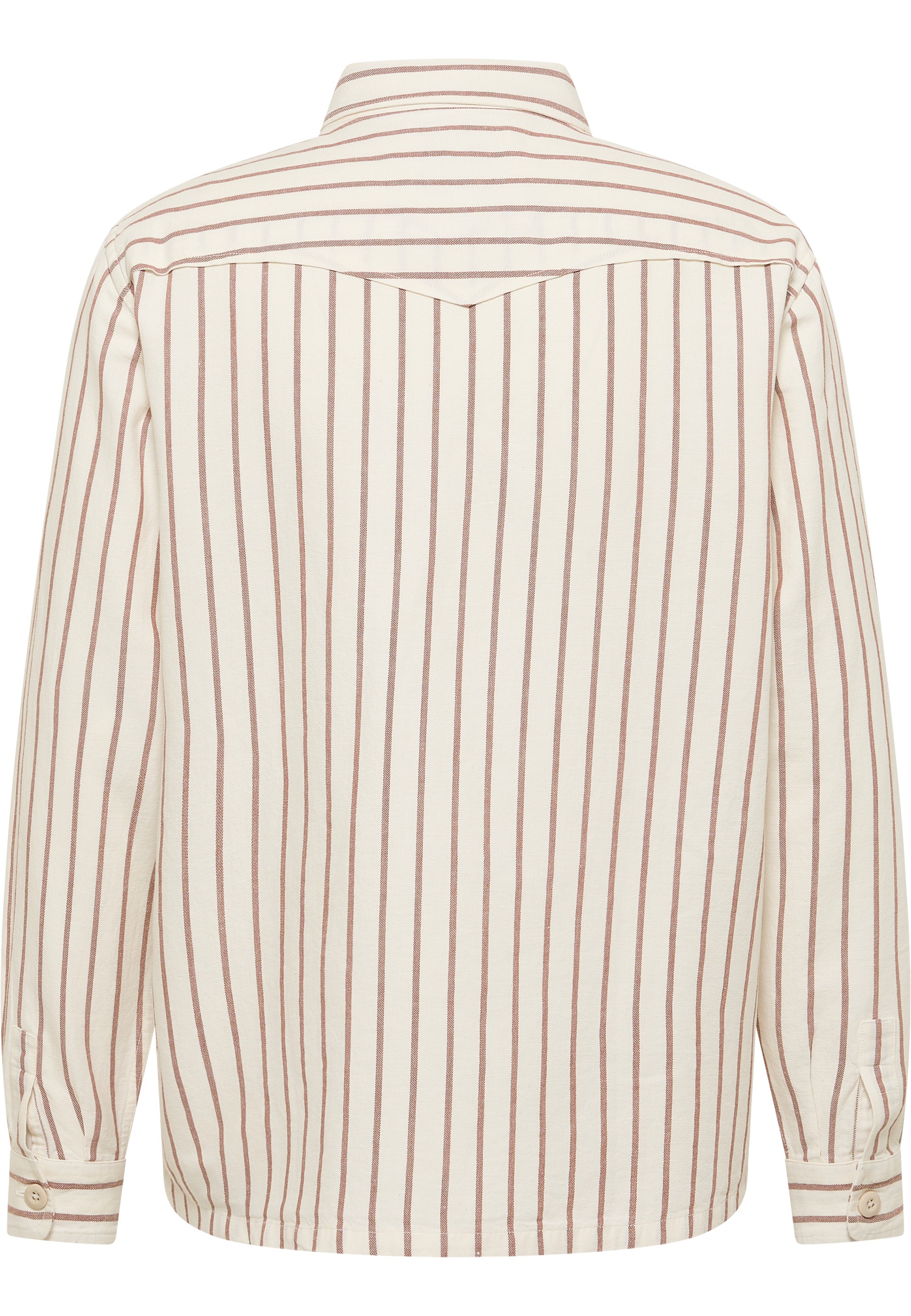 Hemd, Streifen, Langarm, Beige, Kragen