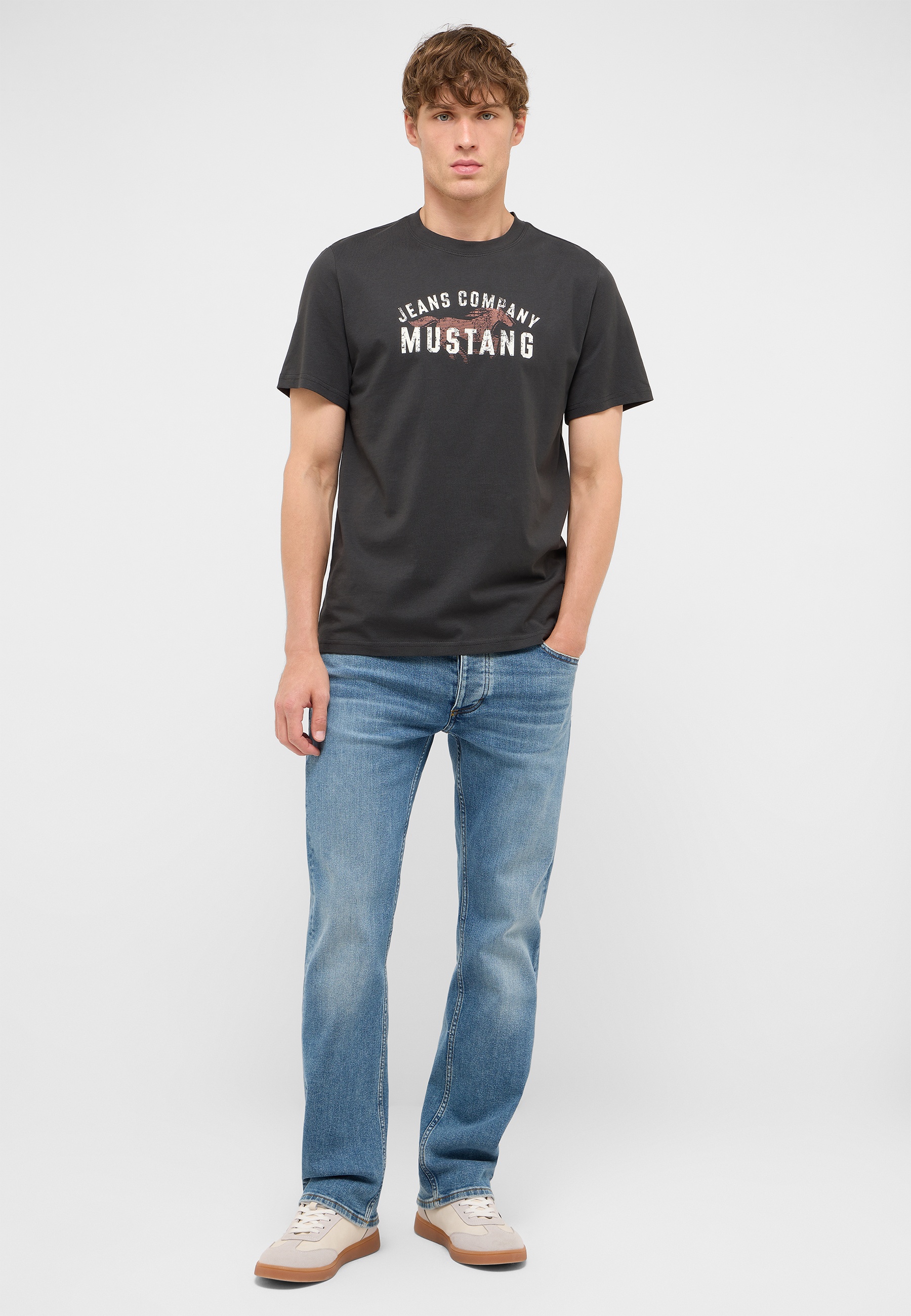 T-Shirt, Mustang, Graphic print, Crew neck, Short sleeve