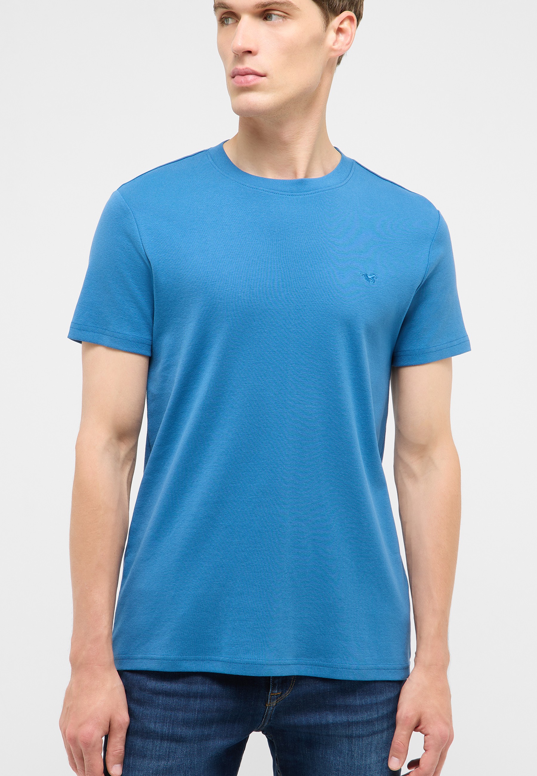 shirt, t-shirt, short sleeves, blue, crew neck