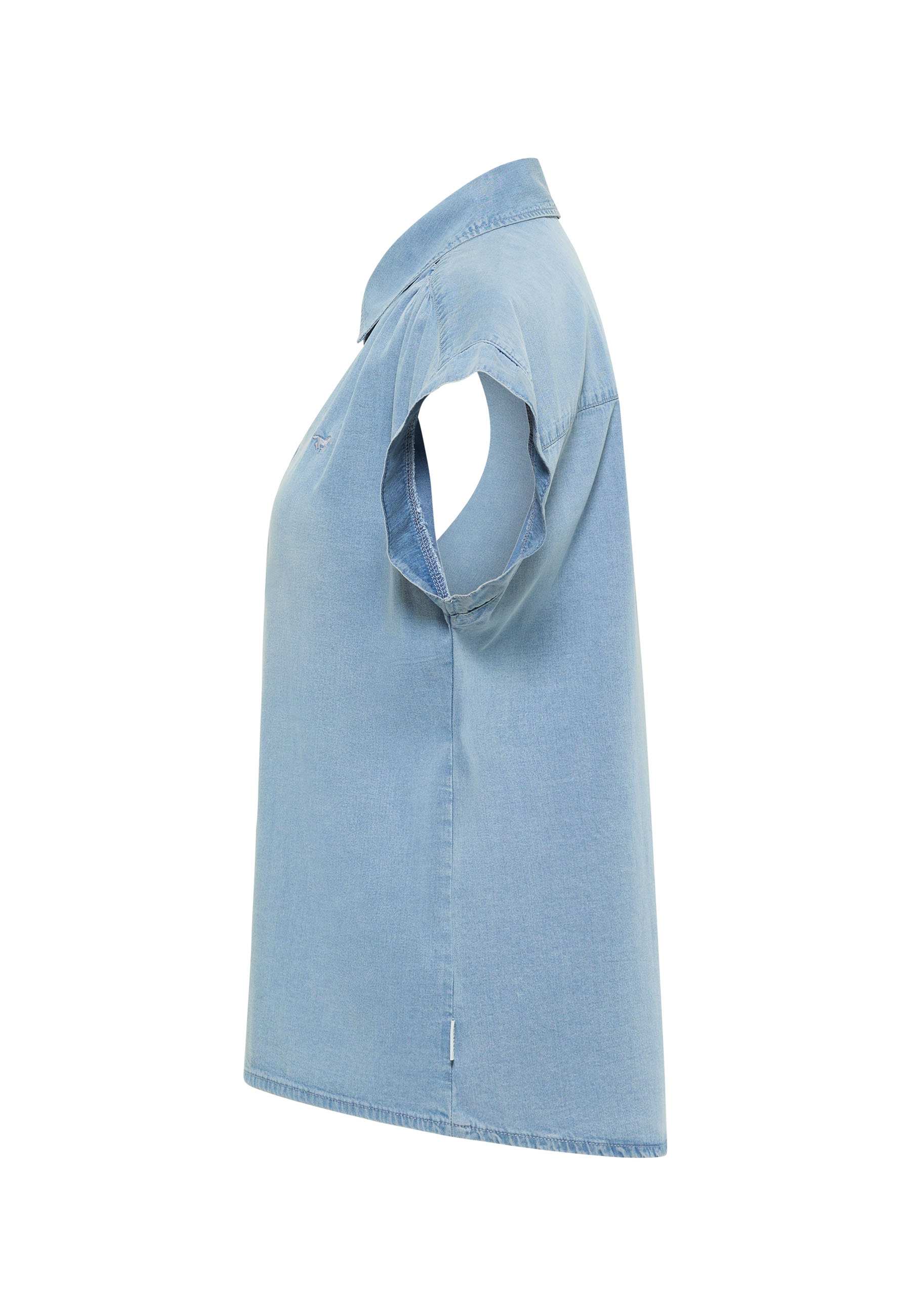 Denim, Sleeveless, Collar, Light blue, T-shirt dress