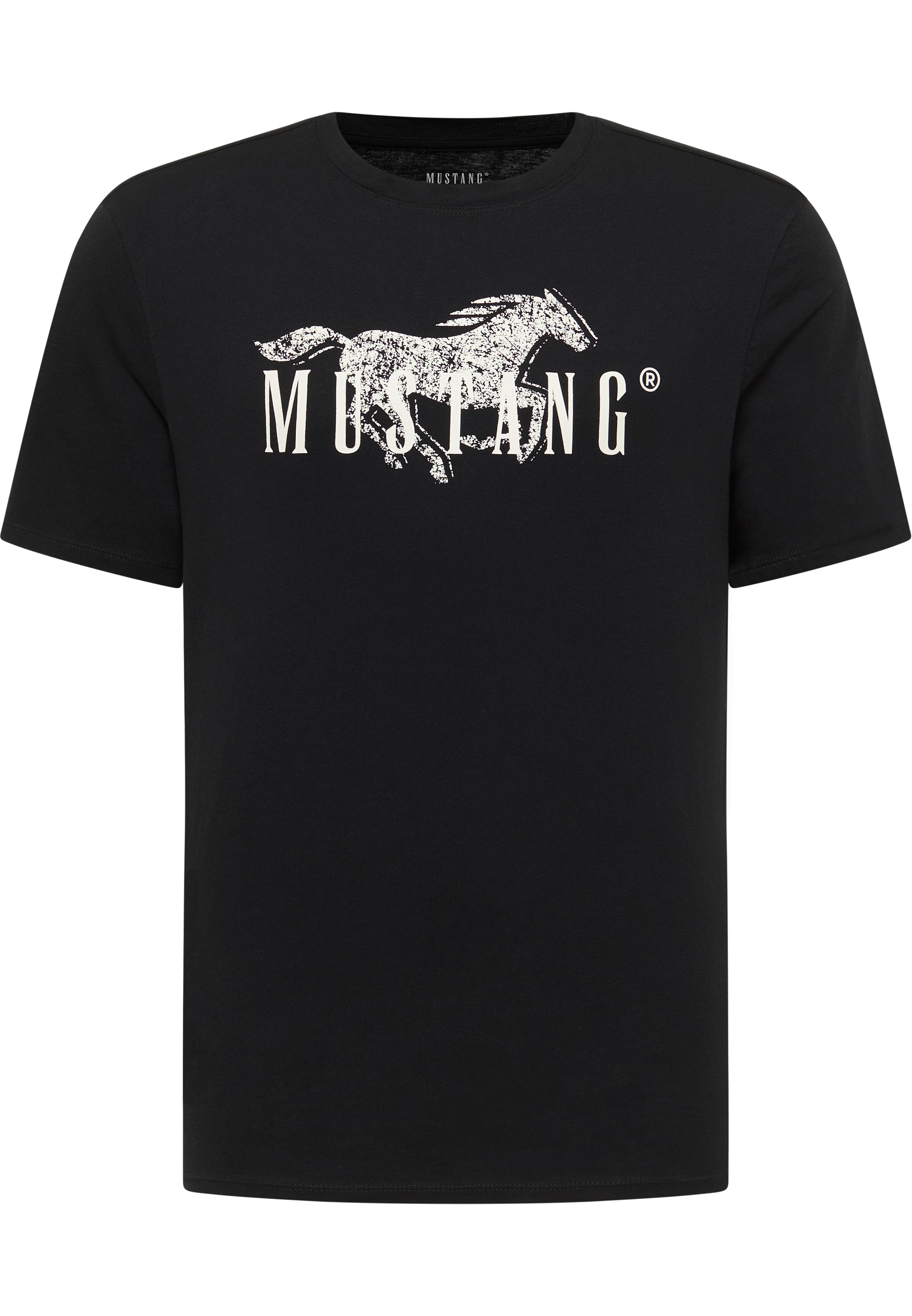 Tee, T-Shirt, Mustang, Pferd Grafik, Schwarz