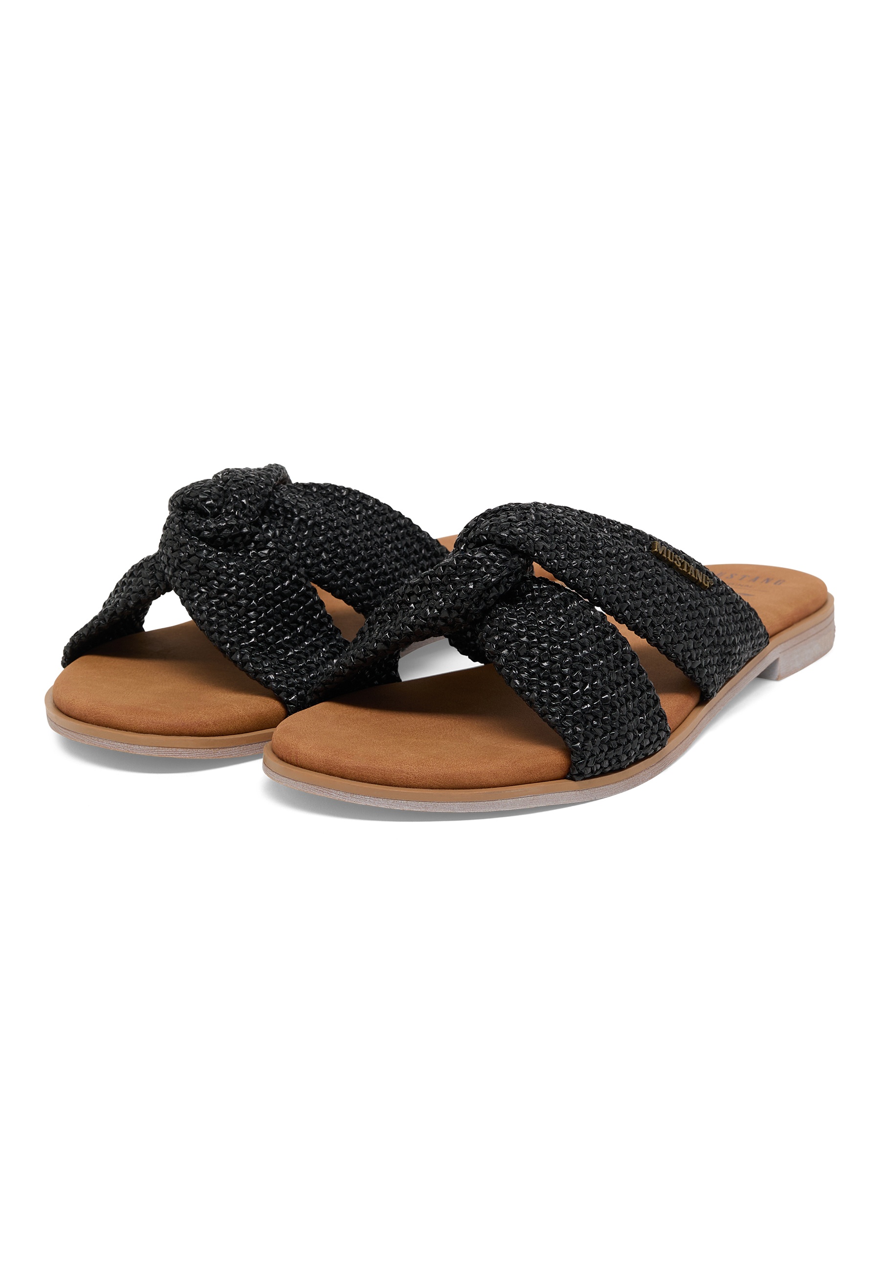 Sandalen, Sommer, Schwarz, Geflochtene Riemen, KunstlederSohle