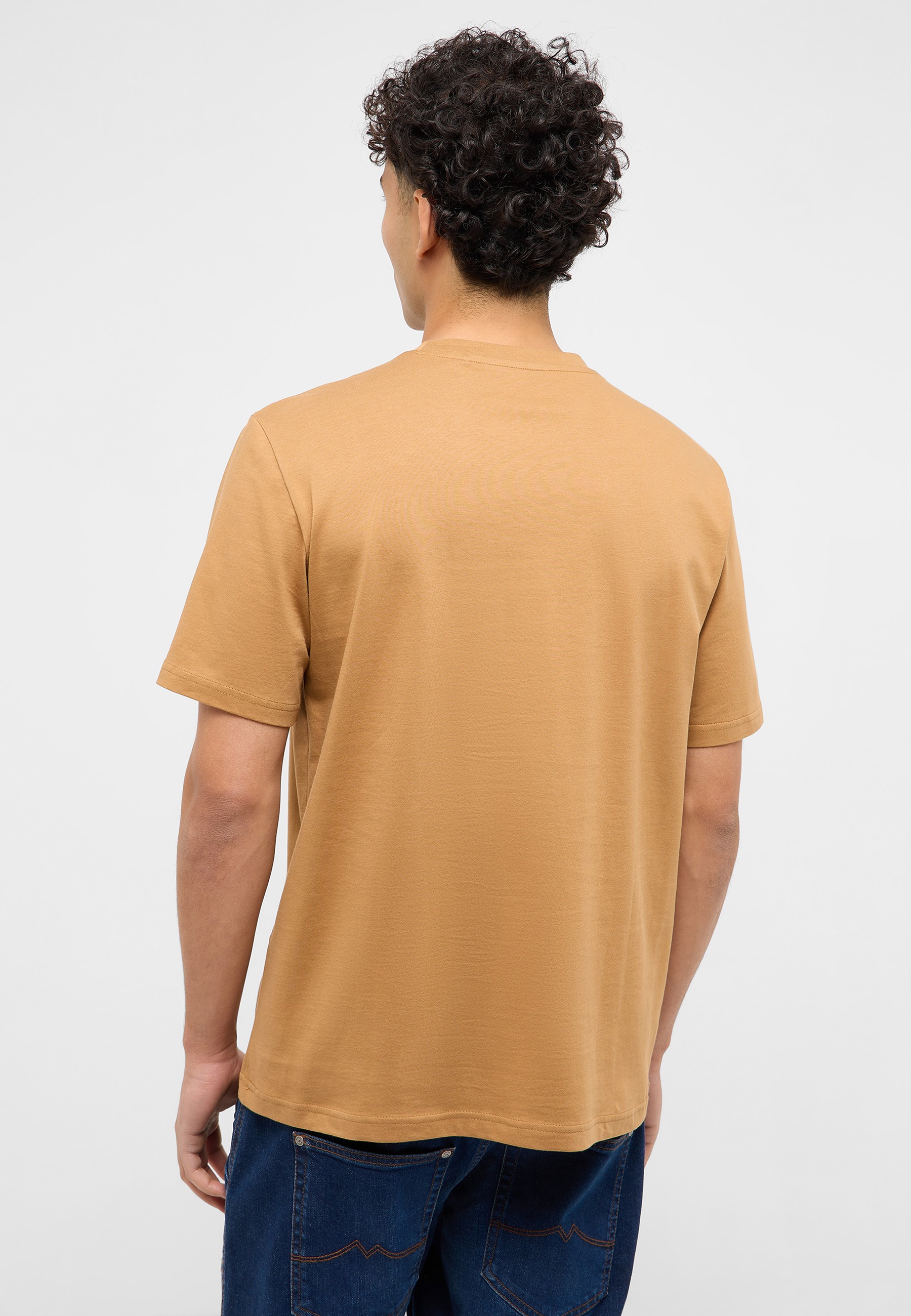 t‑shirt, kurzarm, beige, baumwolle, unifarbig