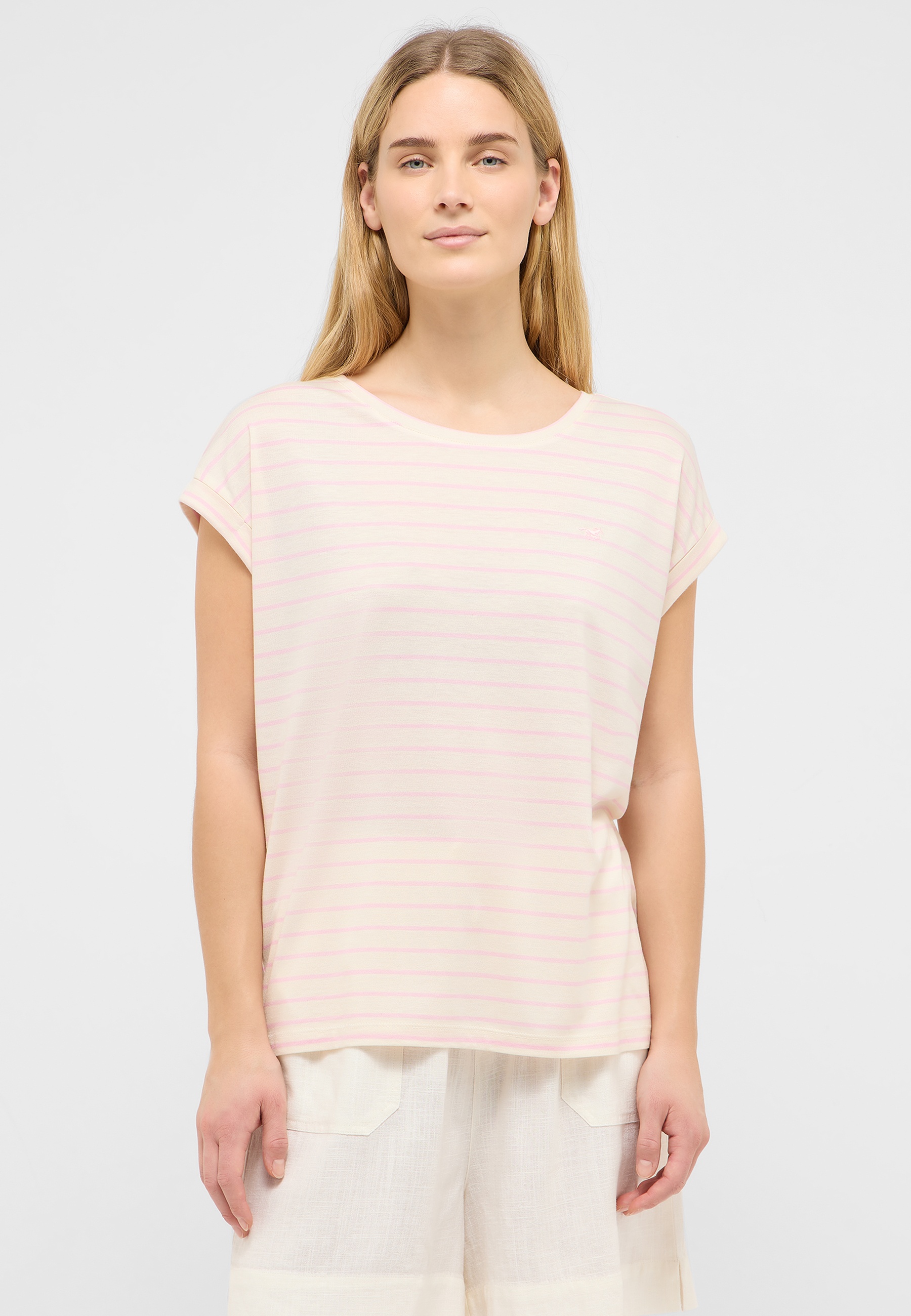 T-Shirt, Strandshirt, Pastell, Streifen, Rundhals