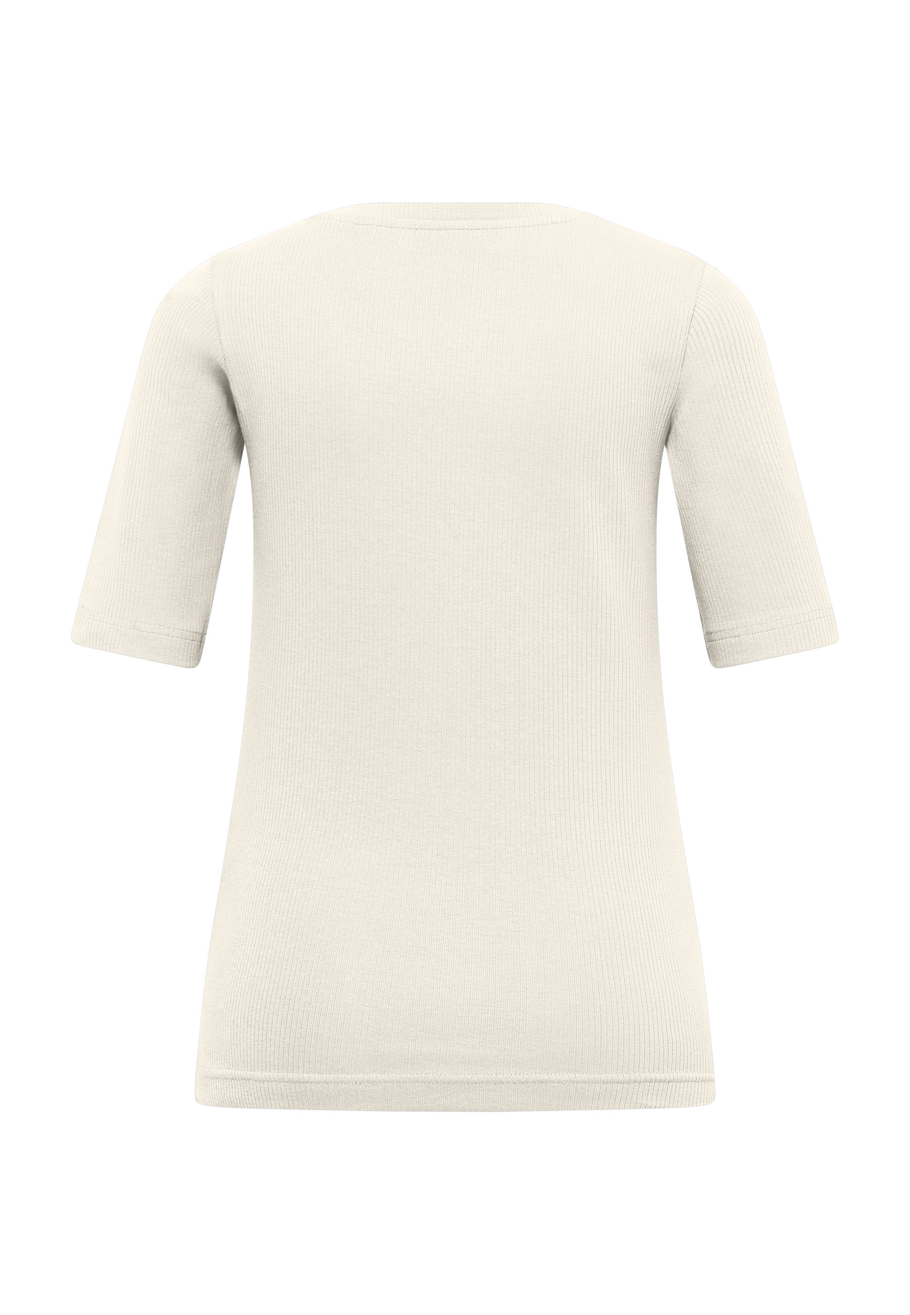Beige Top, Rippstrick, Kurzarm, Rundhals, Alltagsshirt