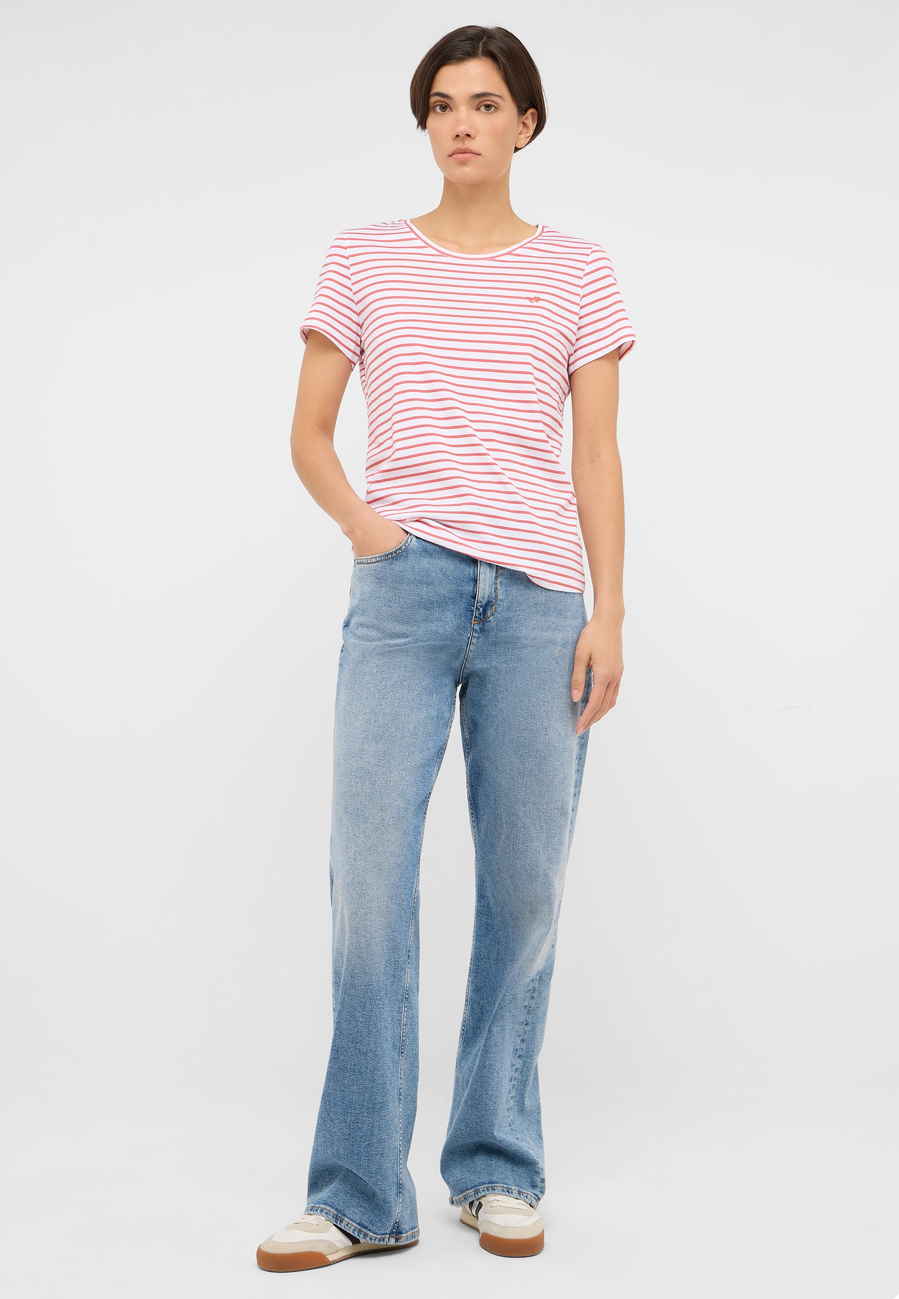 T-Shirt, Streifen, Rundhals, Kurzarm, Casual