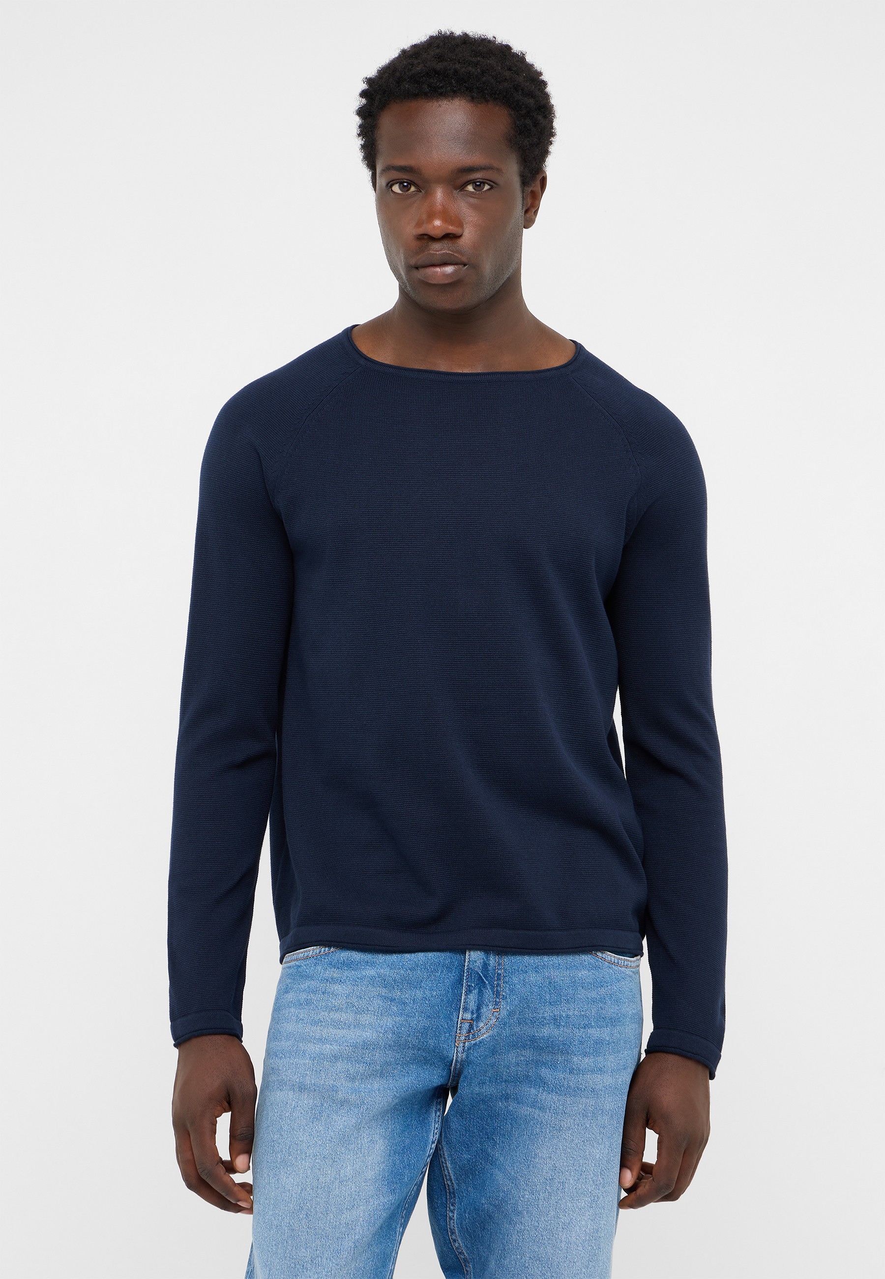 Pullover, Langarm, Navy, Stofftextur, Kleidungstyp