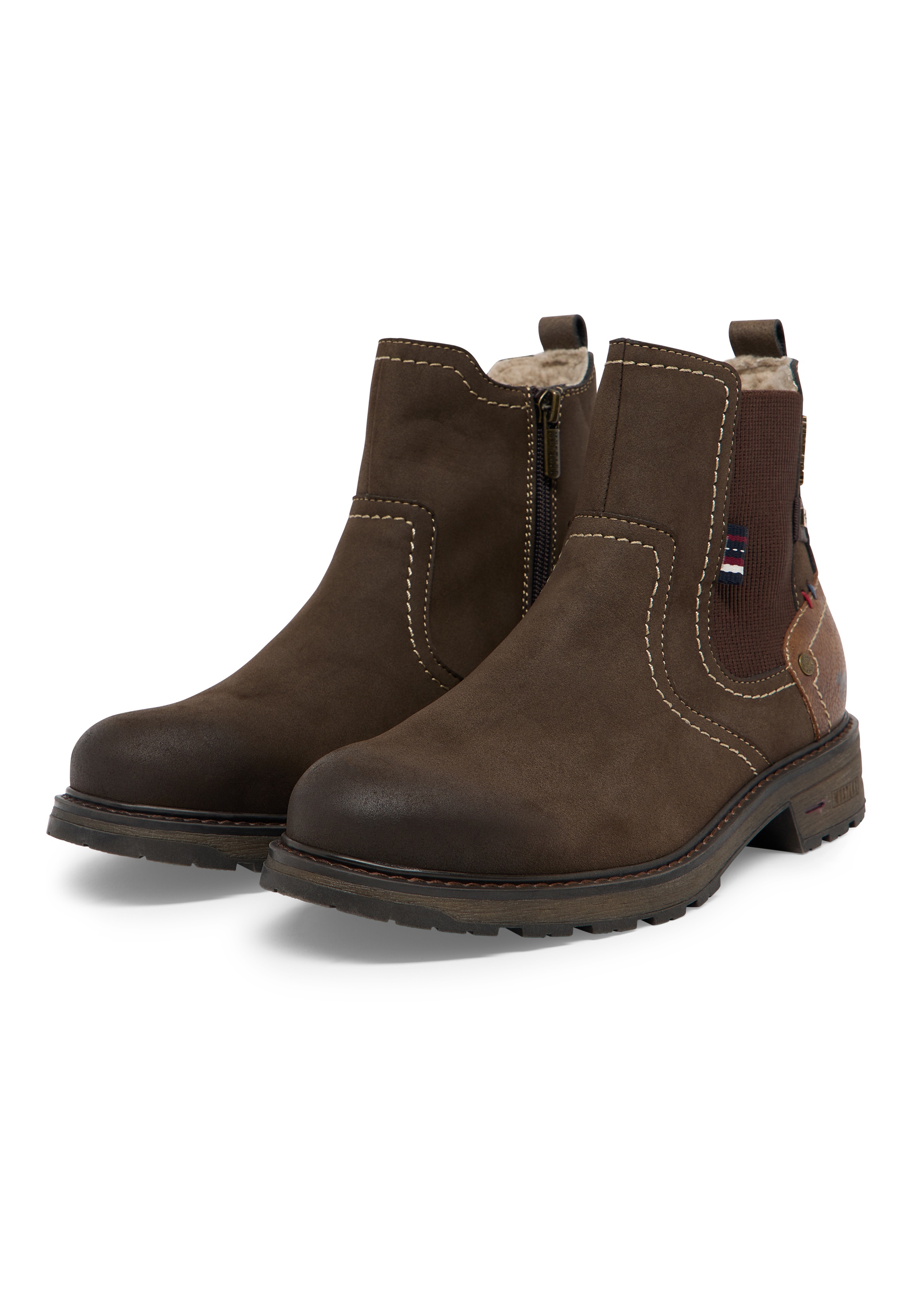 Stiefel, Chelsea-Stiefeletten, Braun, Schnürung, Weiches Futter