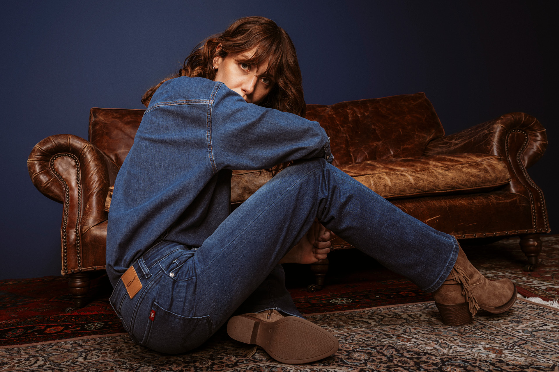 jeans, Denim, Jacke, Tuch, Stiefel
