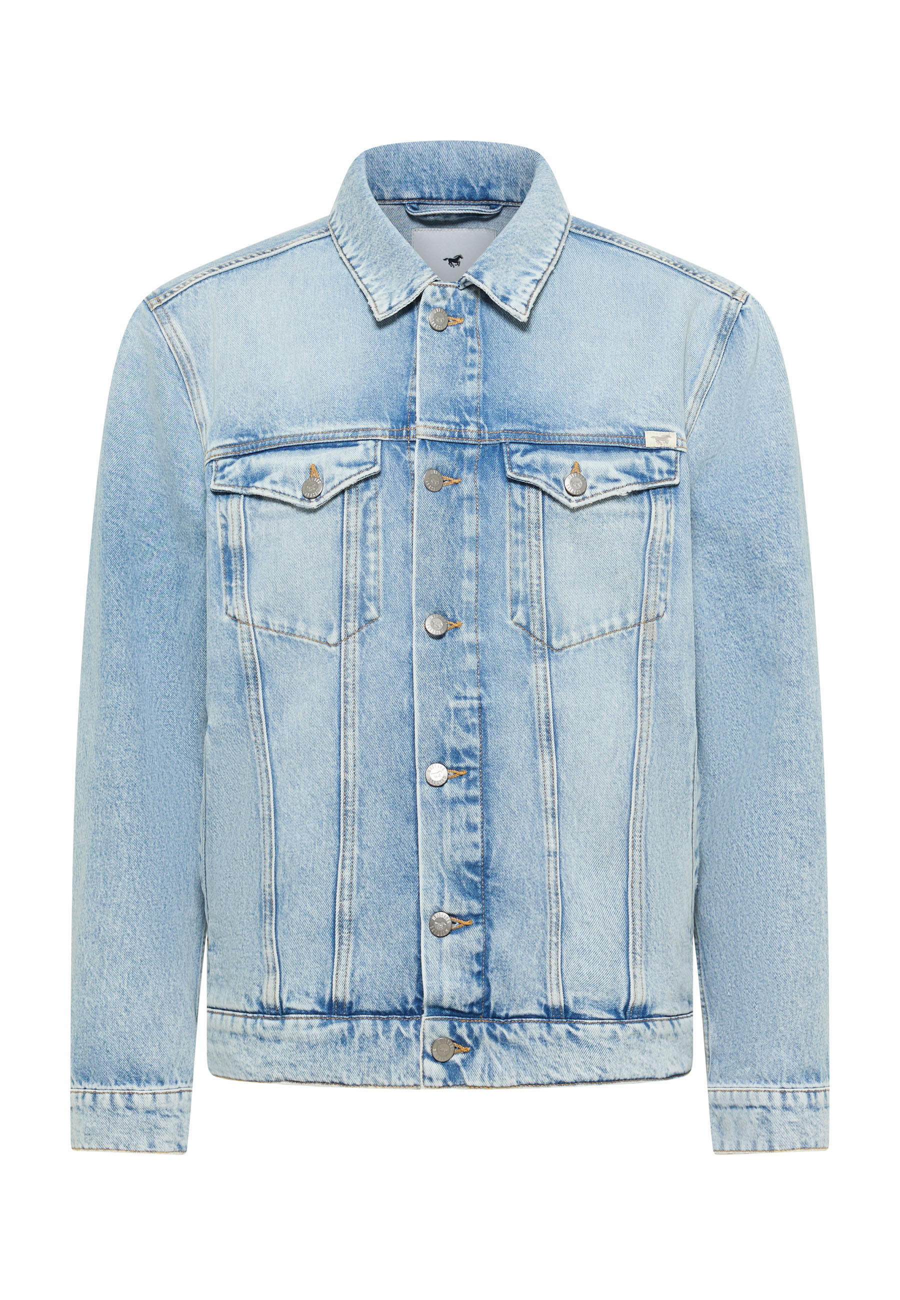 Jeansjacke, Denim, Hellblau, Knopfleiste, Einfache Passform