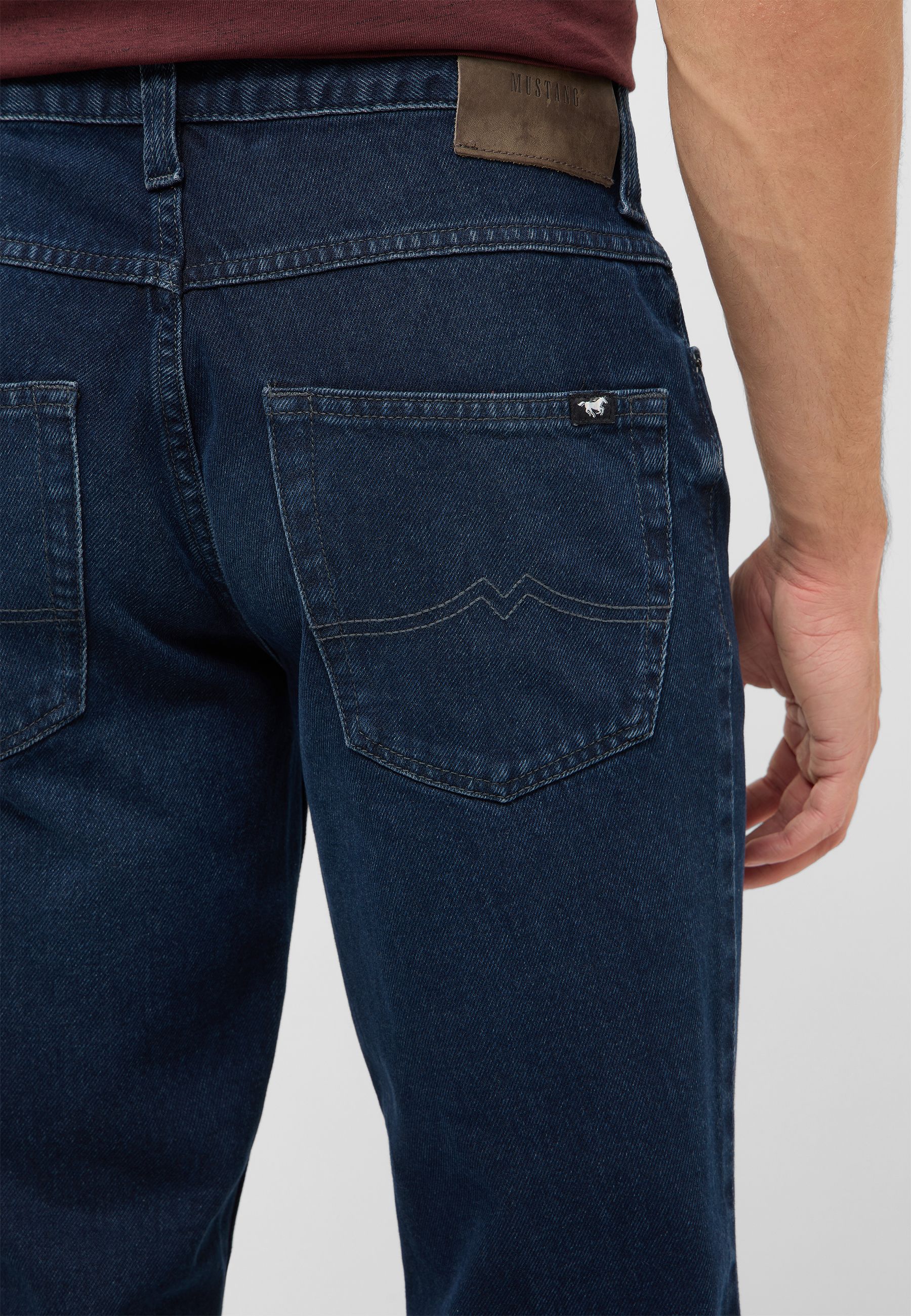 Jeans, Denim, Back-pocket, Blue, Leather patch