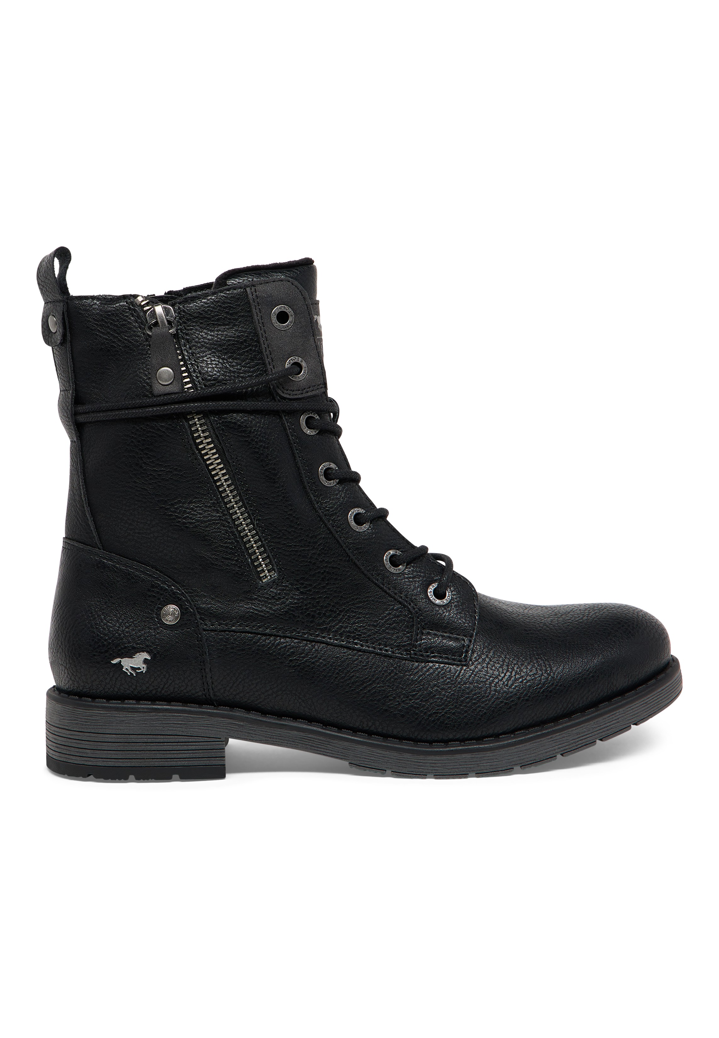 Stiefelette, Lackleder, Keilabsatz, Schnürstiefel, Reißverschluss