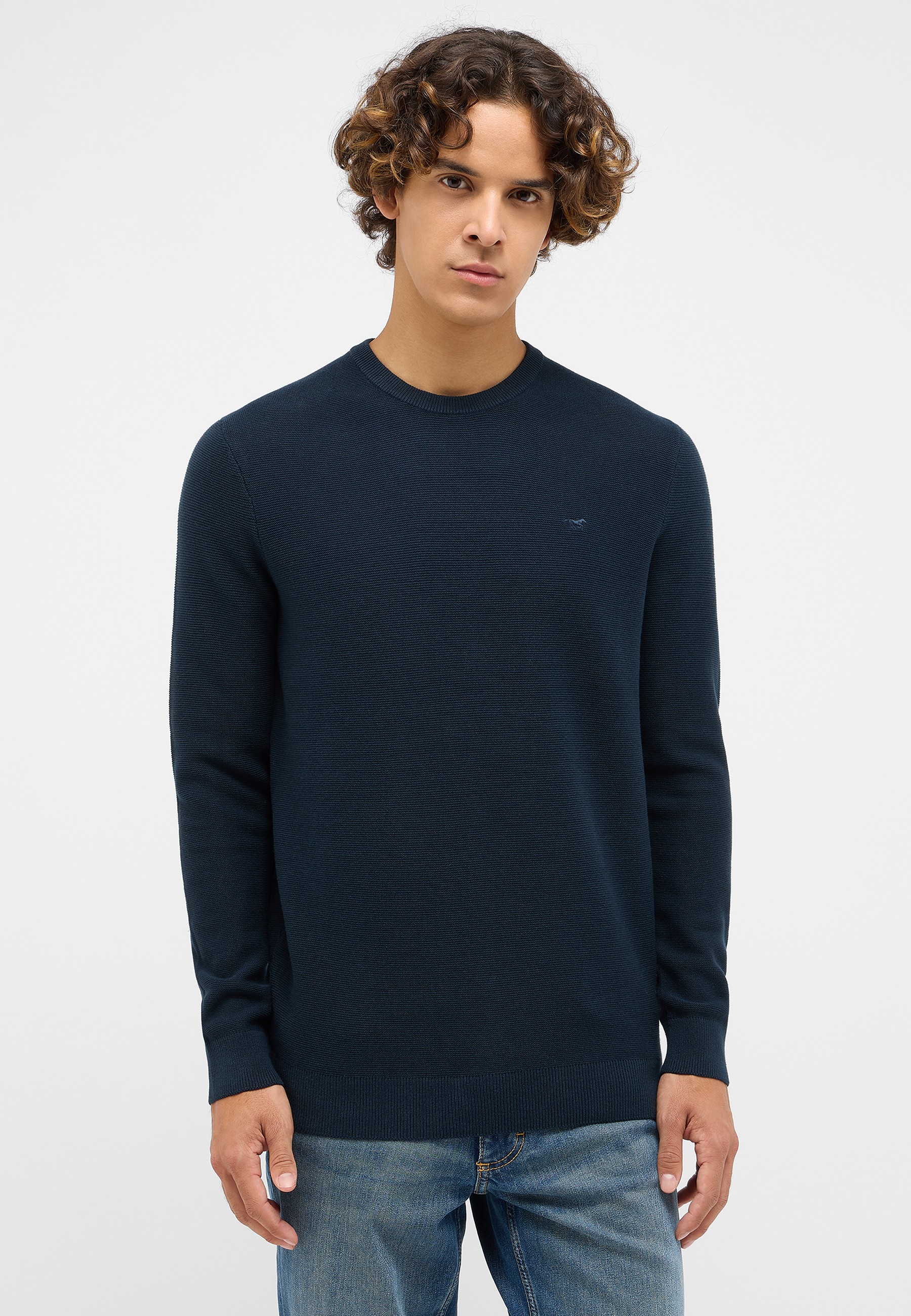 Pullover, Strickpullover, Navy, Rundhals, Langarm