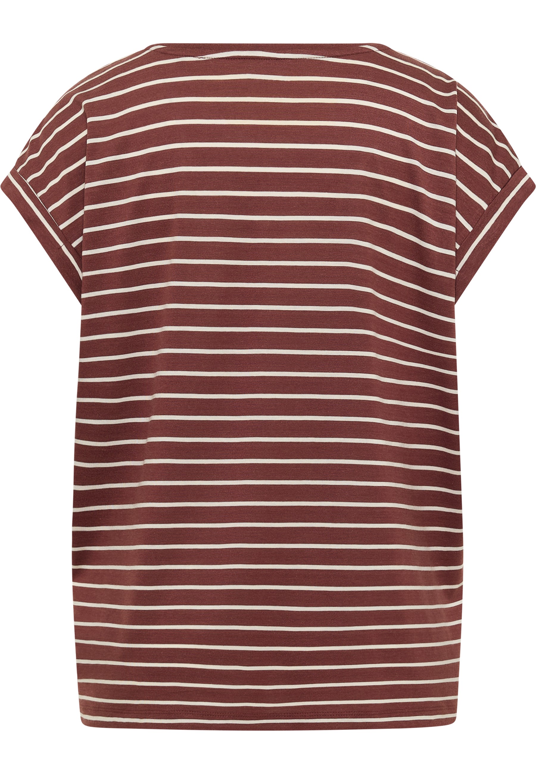 T-Shirt, Gestreift, Kurzarm, Burgundy, Baumwollmischung