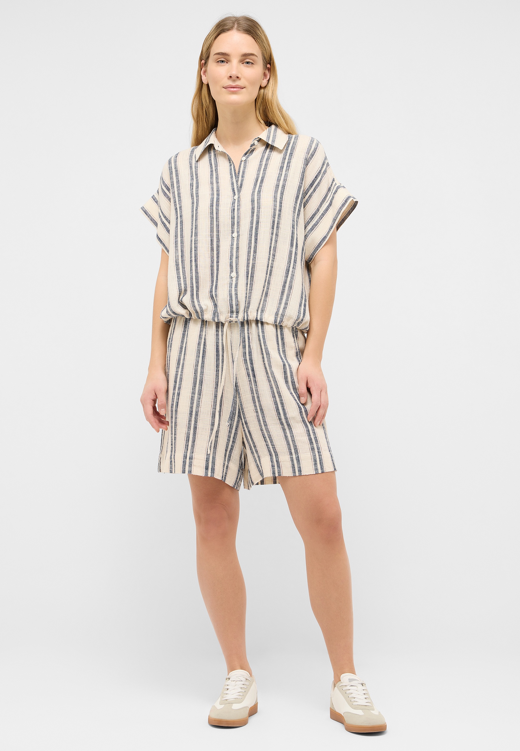 Streifen, Kurzarm, Set, Hemdbluse, Shorts