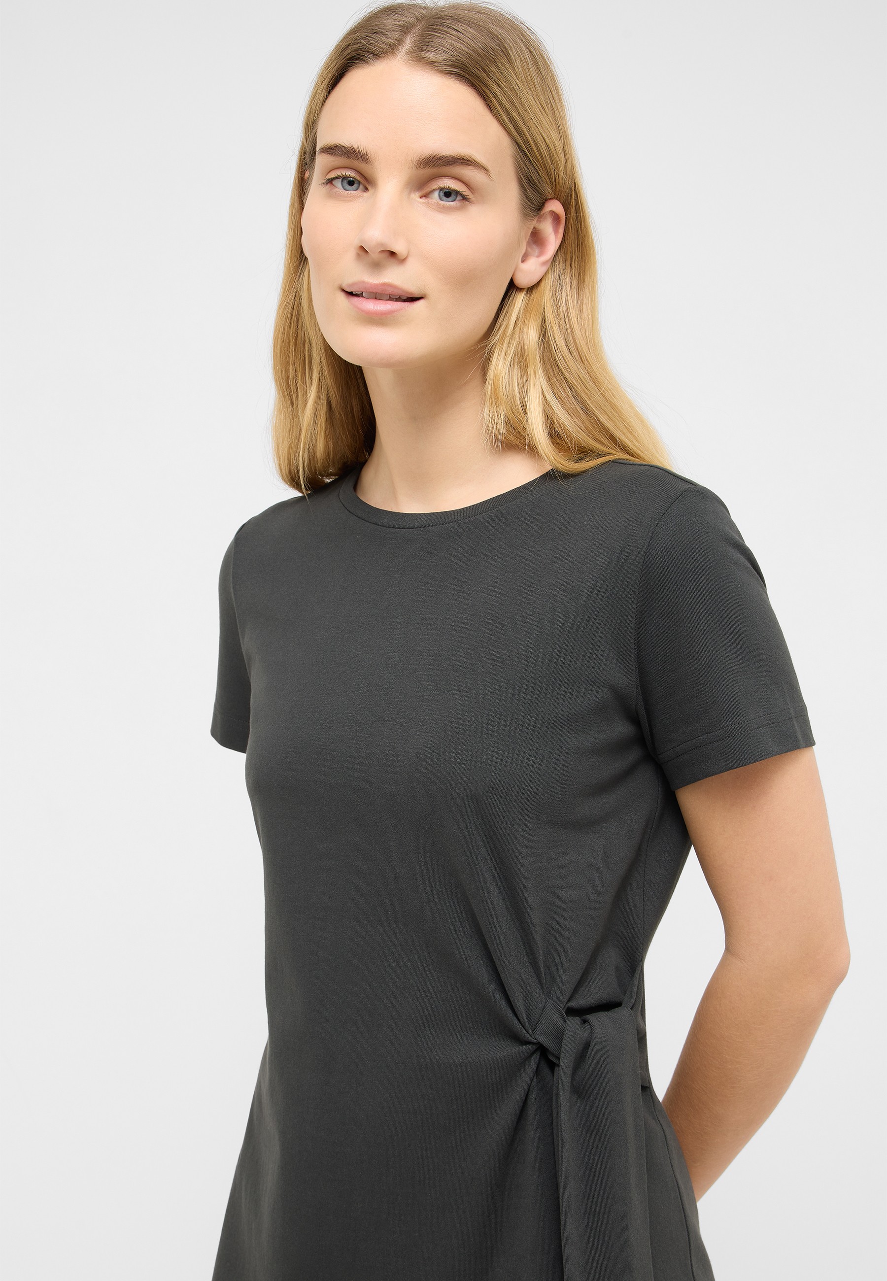 T-Shirt, Kurzarm, Damentop, Knotendetail, Einfarbig