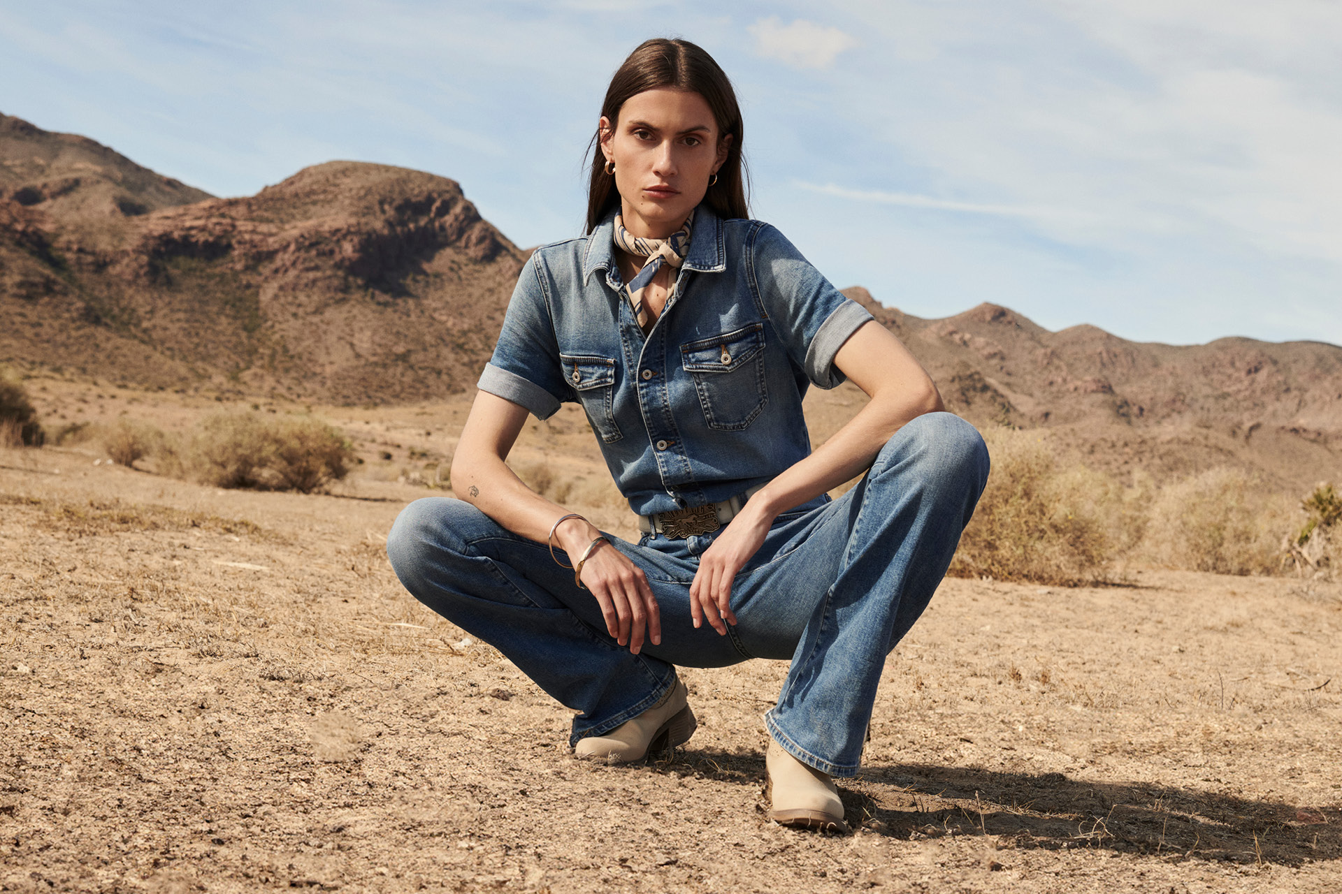 Jeanshemd, Denim, Jeans, Bandana, Stiefeletten