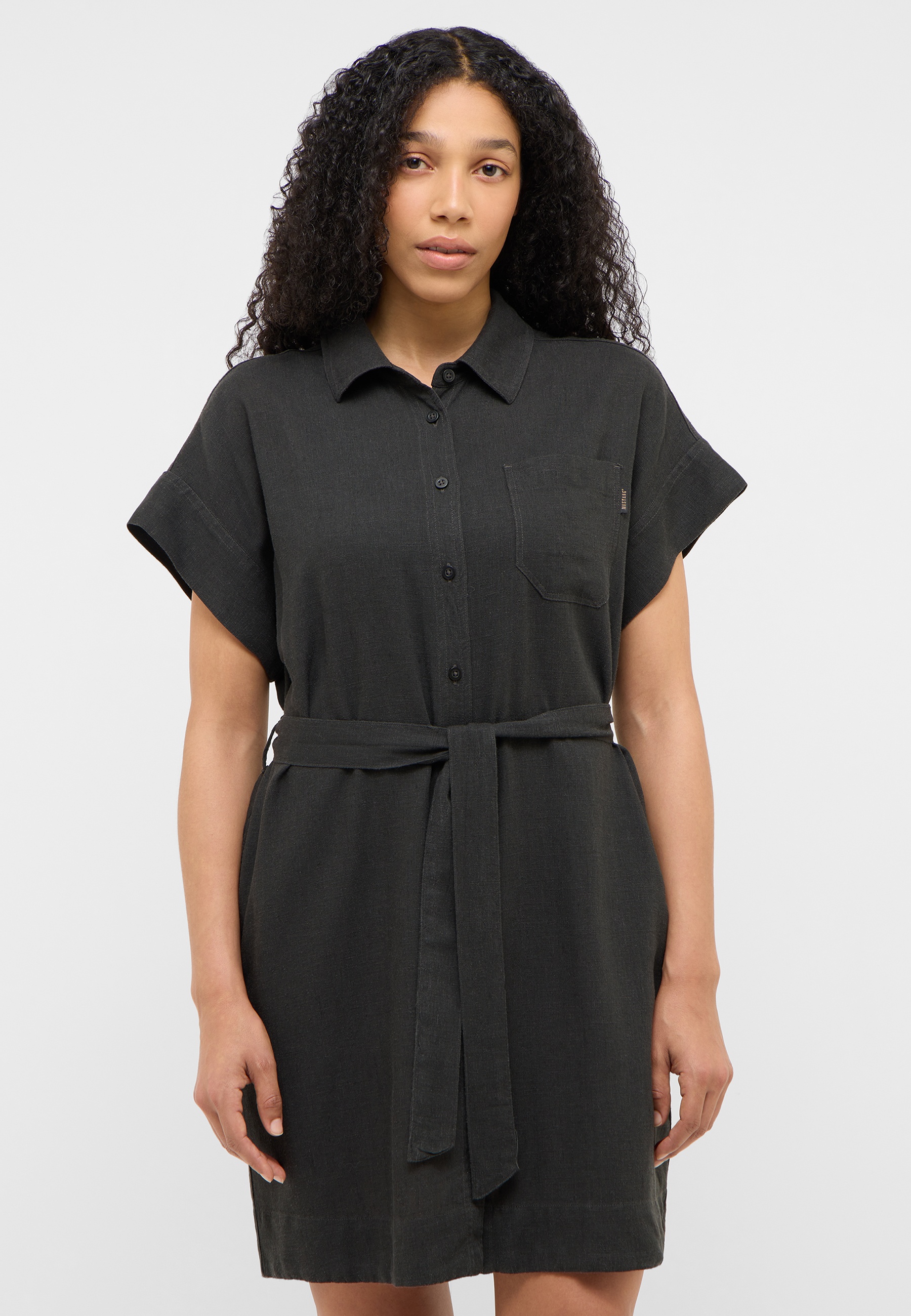 Kleider, Hemdkleid, Kurzärmlig, Gürtel, Taschen