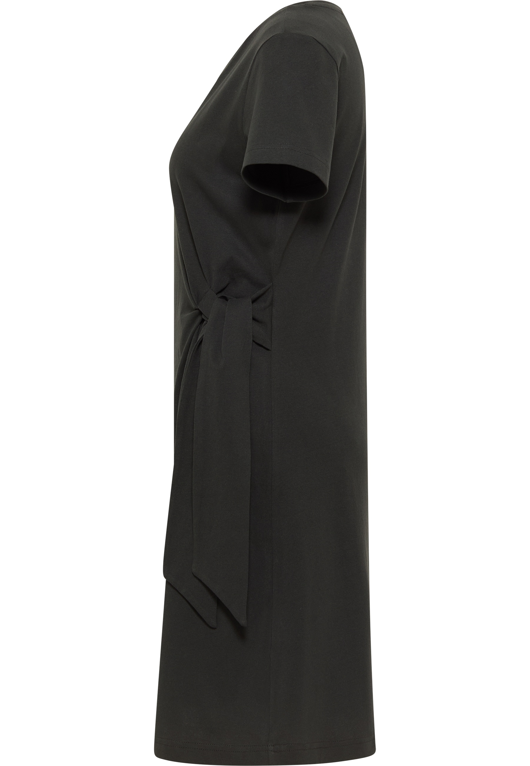 t-shirt, short-sleeve, wrap-tie, dunkelgrau, knielang