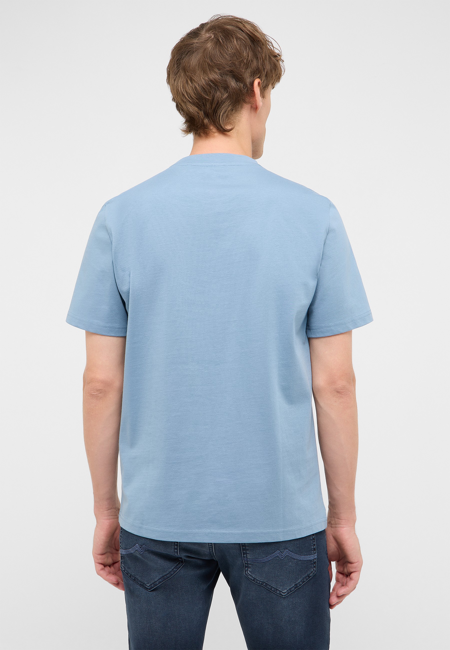 T-Shirt, Kurzarm, Unifarbe, Baumwolle, hellblau