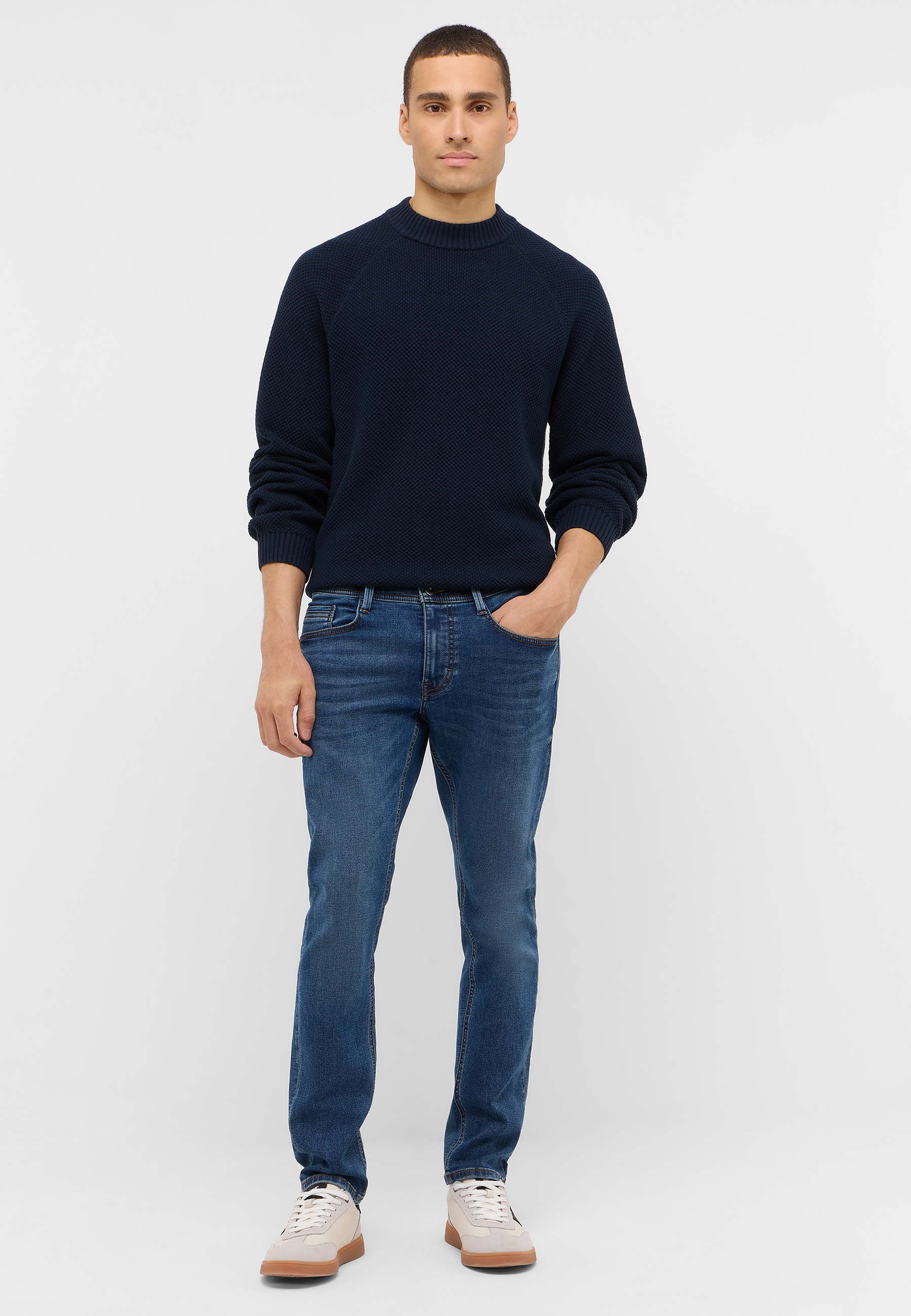 Hosen, Langarm, Pullover, Jeanshose, Stehend