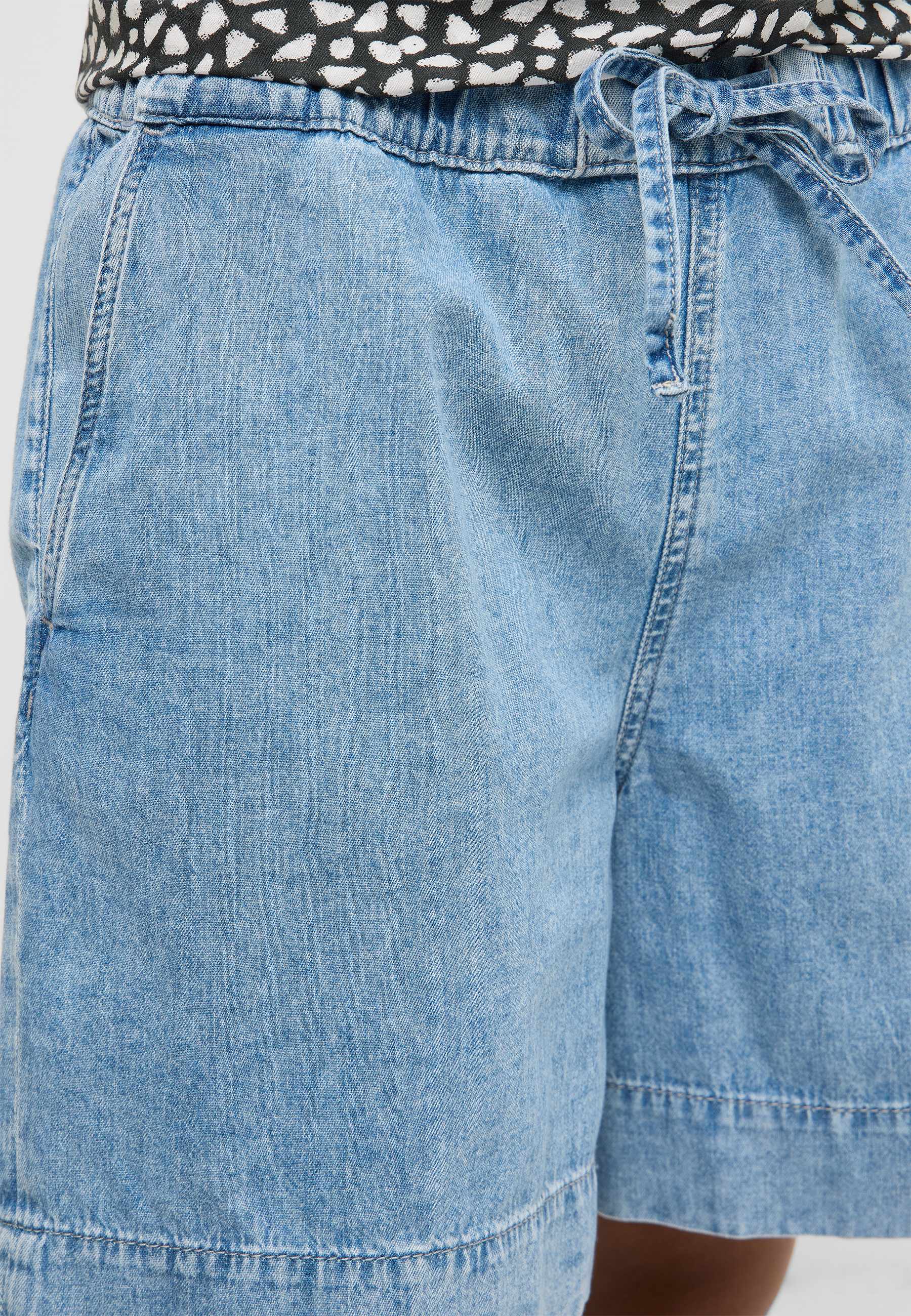 Denim, Jeansshorts, Lightwash, Hochbund, Kordelzug