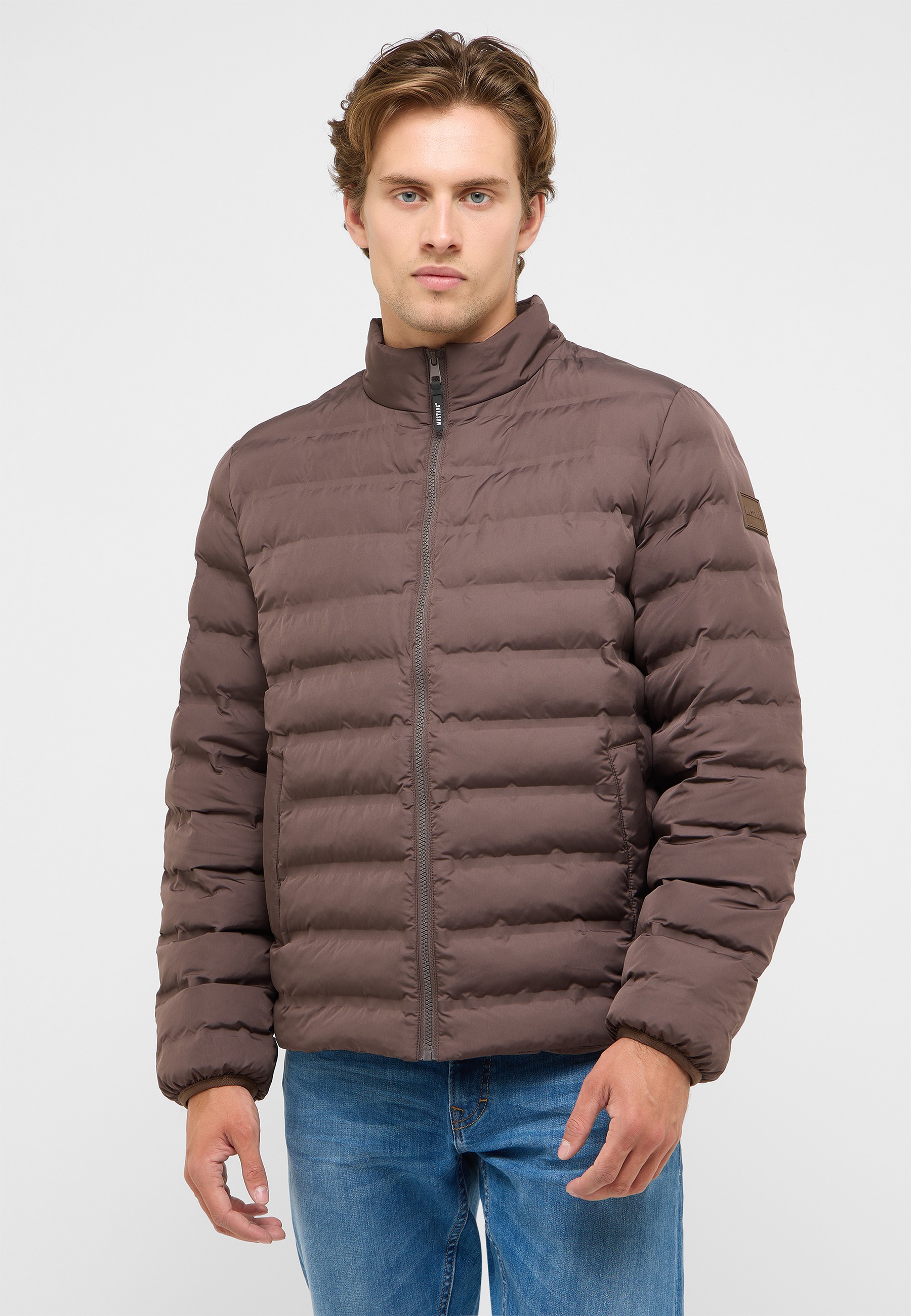 Pufferjacke, Reißverschluss, Gequiltet, Daunenjacke, Braun