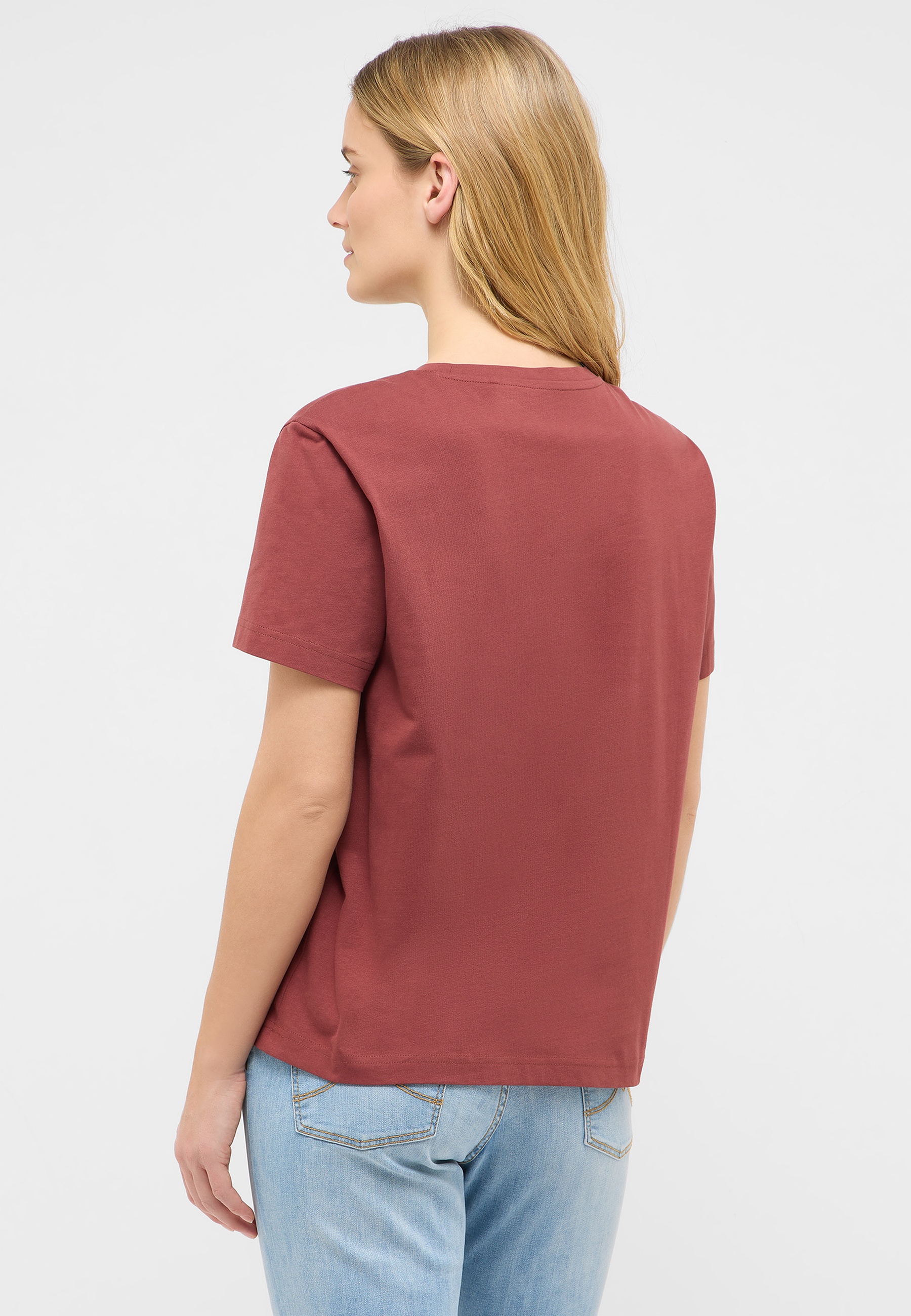 T-Shirt, Rundhalsausschnitt, Kurzarm, uni, roter Farbton