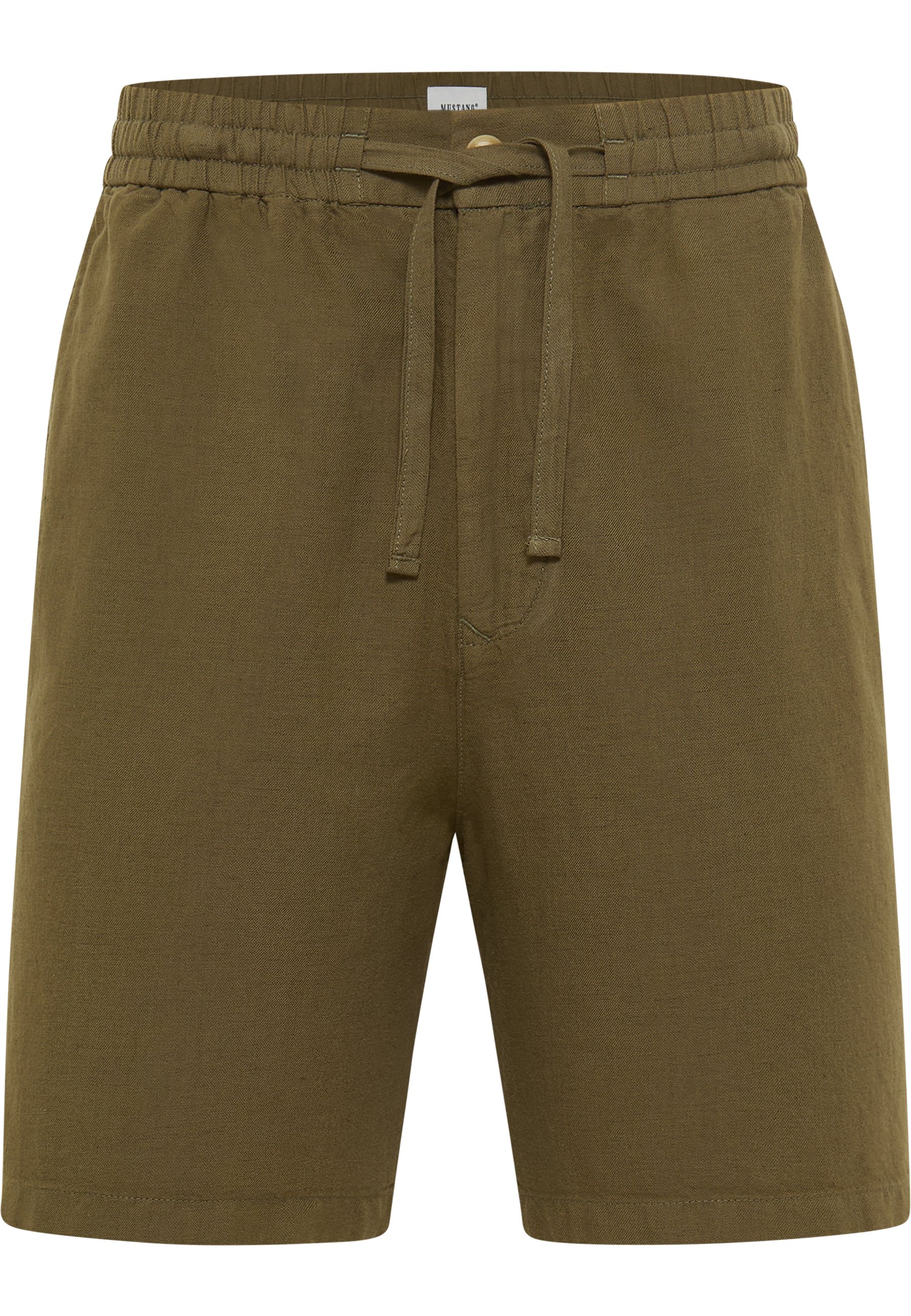 kurze hose, leinenmischung, drawstring, oliv, entspannte passesform