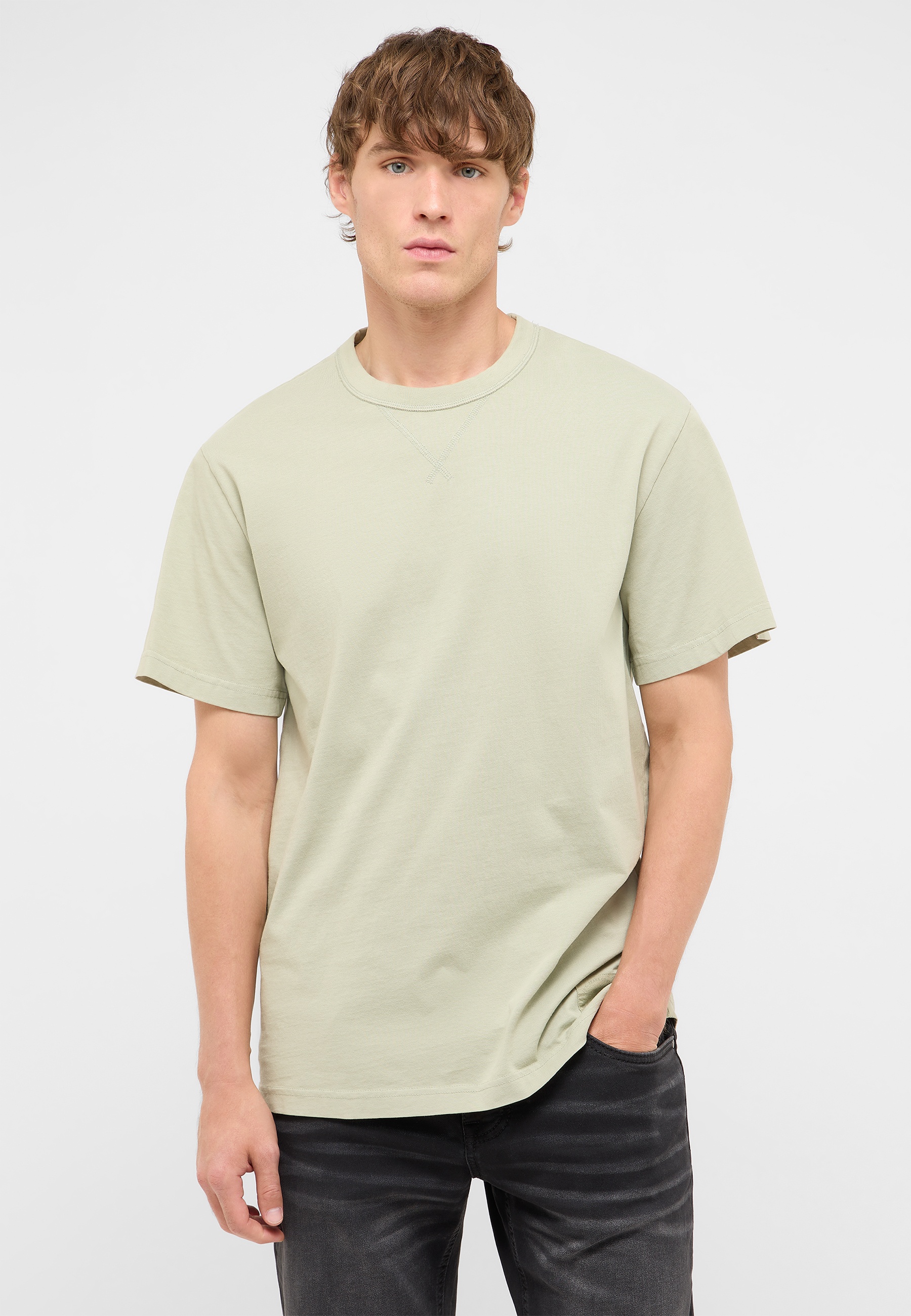 Tee, T-Shirt, Kurzarm, Hemdstoff, Beige