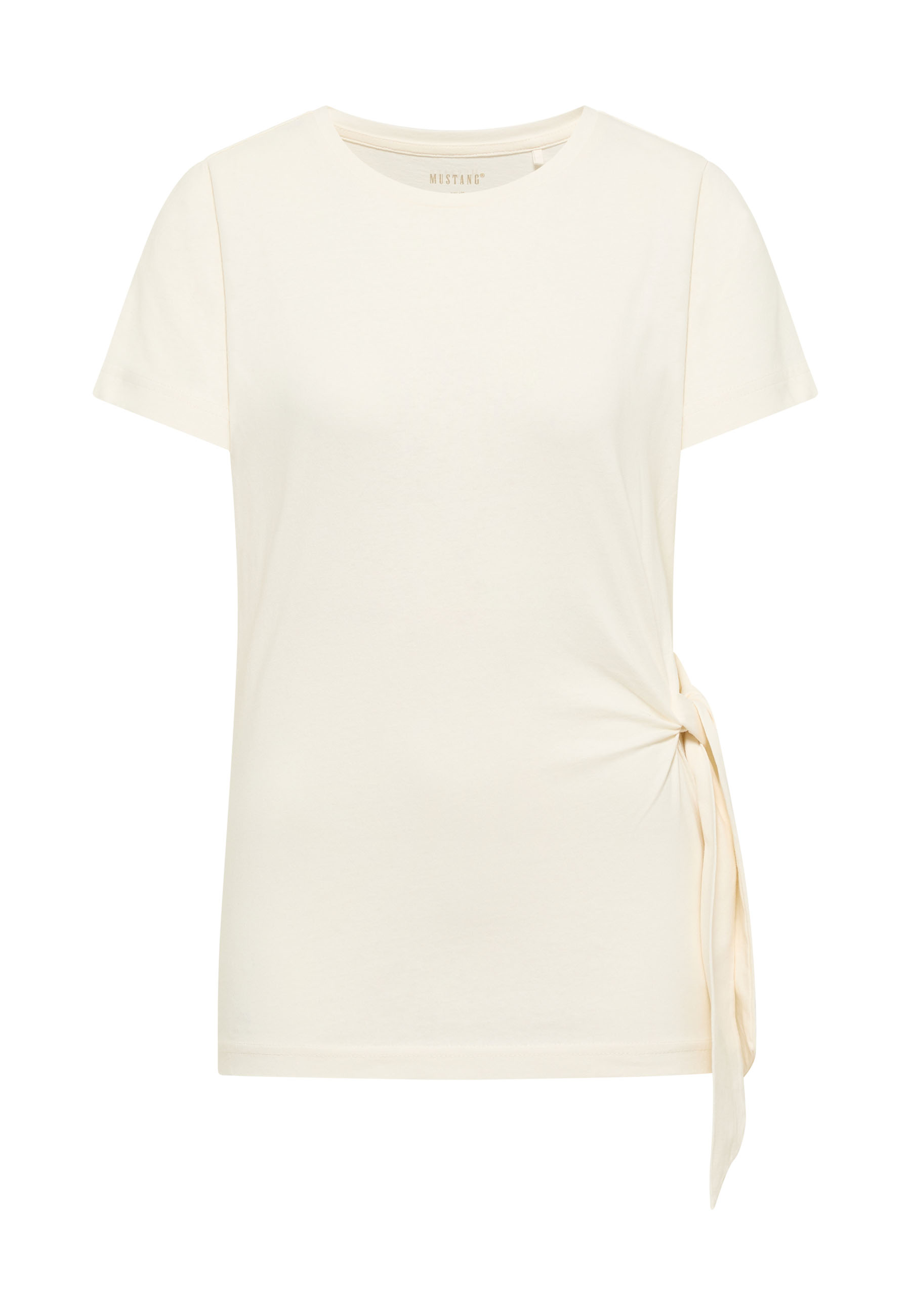 T-Shirt, Kurzarm, einfarbig, Knotendetail, Beige