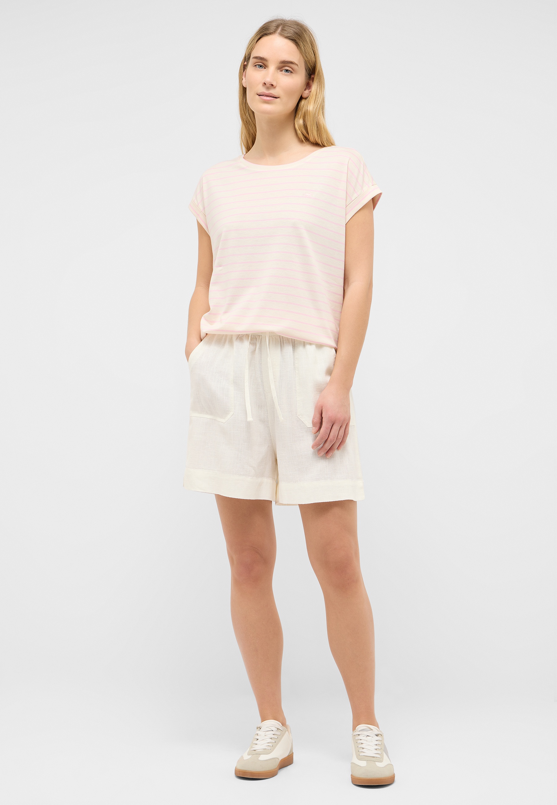 T-Shirt, Streifen, Rosa, Shorts, Casual