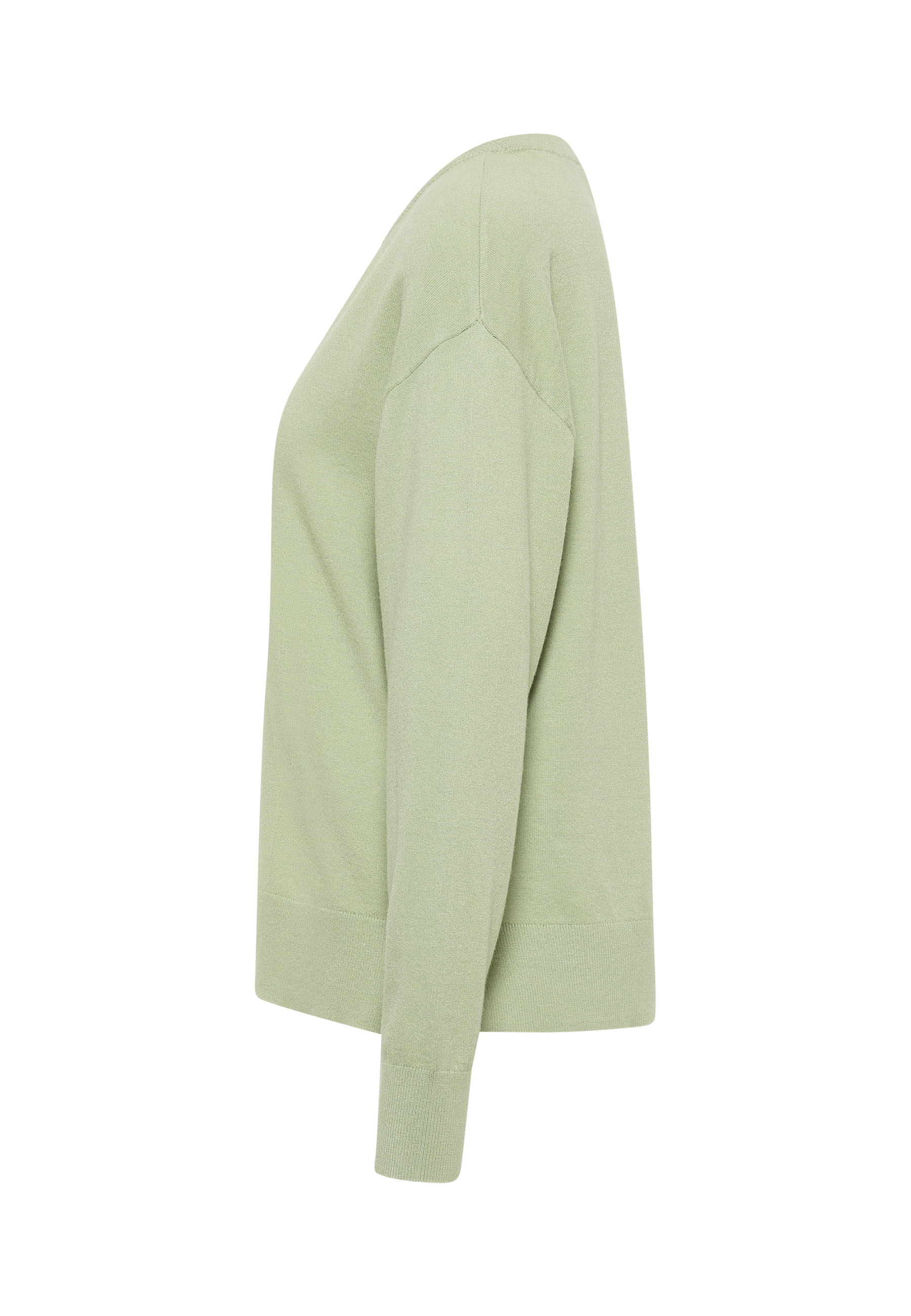 Pullover, Langarm, Kleiner Kragen, Unifarben, Pastellgrün