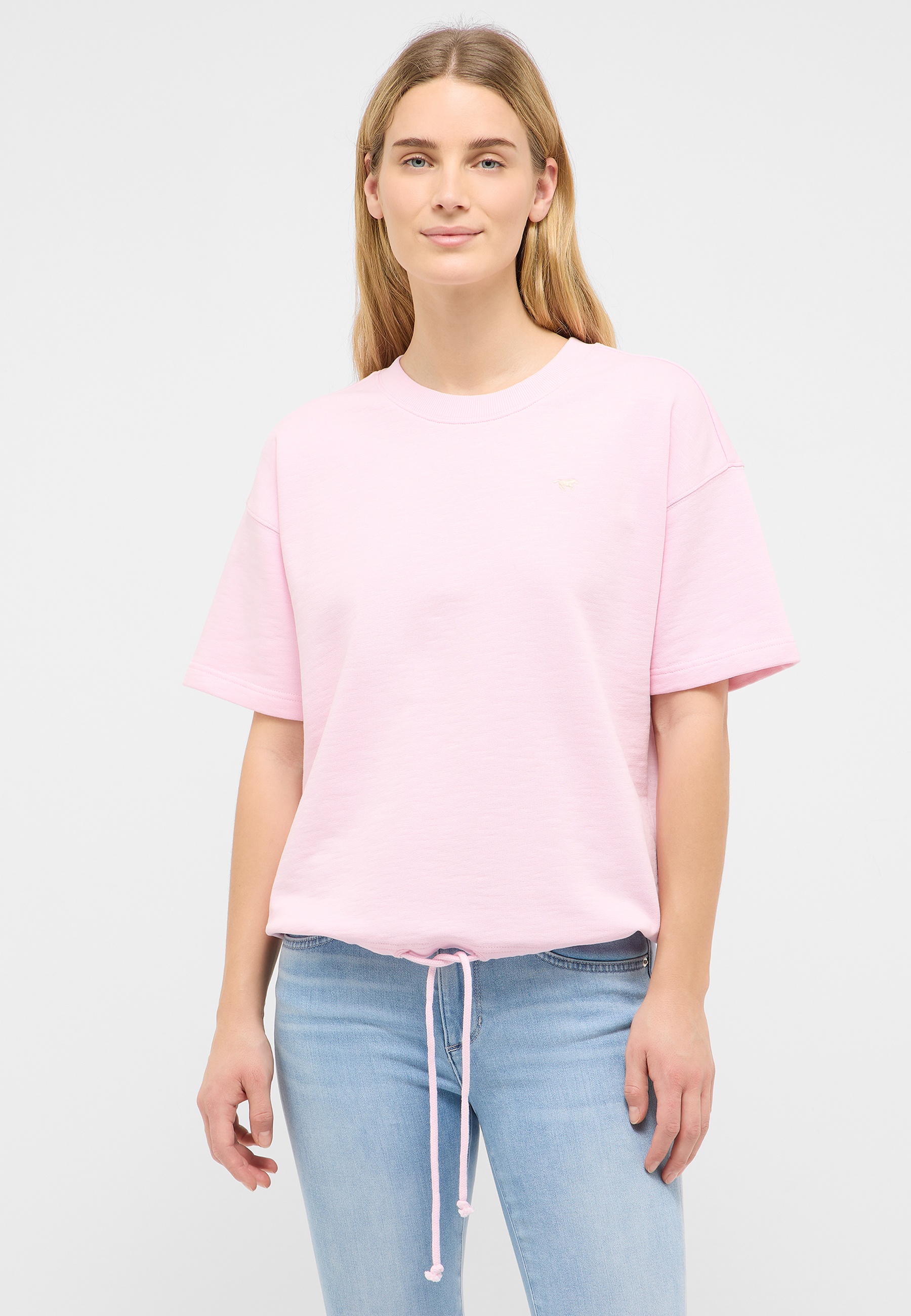 t-shirt, pink, kurzarm, drawstring, baumwolle