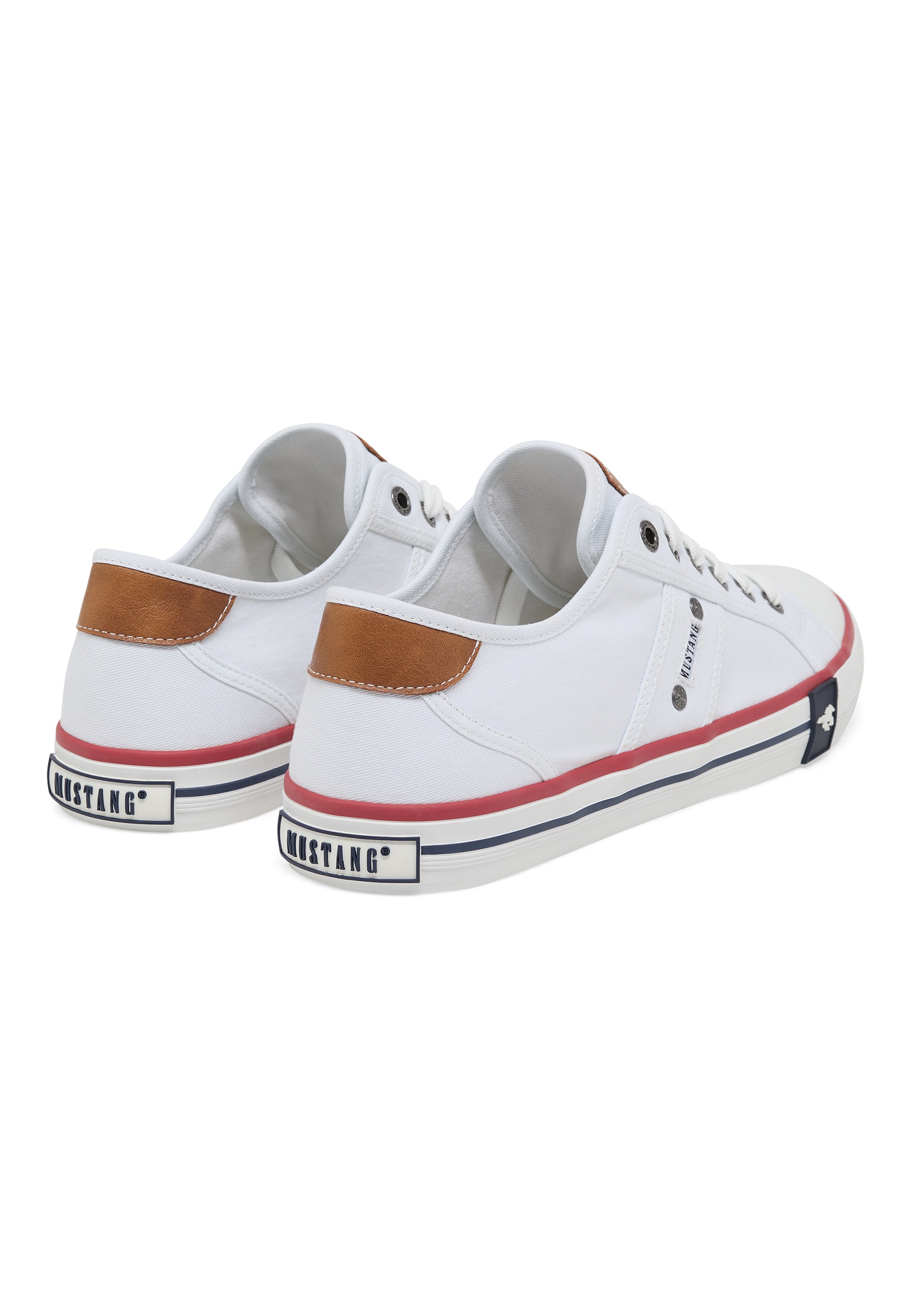 Sneaker, Canvas, Weiß, Braune Ferse, Low-cut